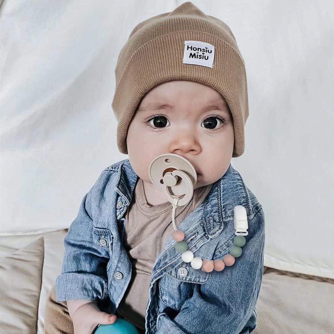 Clips para Chupetes de Silicona Grado Alimenticio - Beige y Púrpura - Paquete de 2