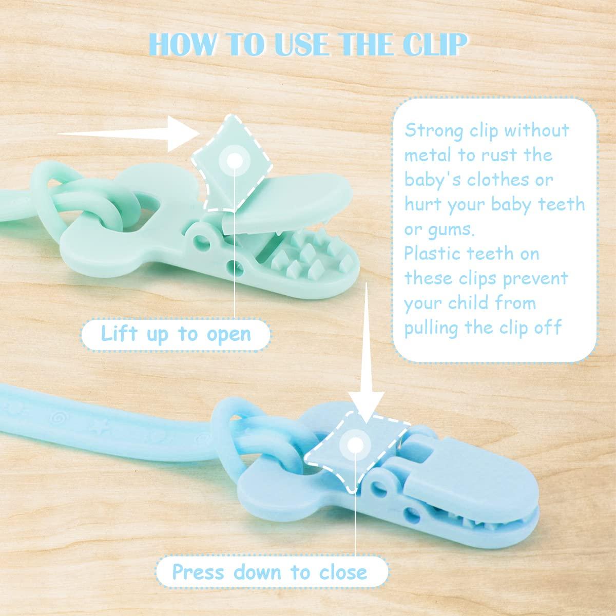 Clips de Sujetador de Chupete BEBOAN Silicona 100% Grado Alimenticio