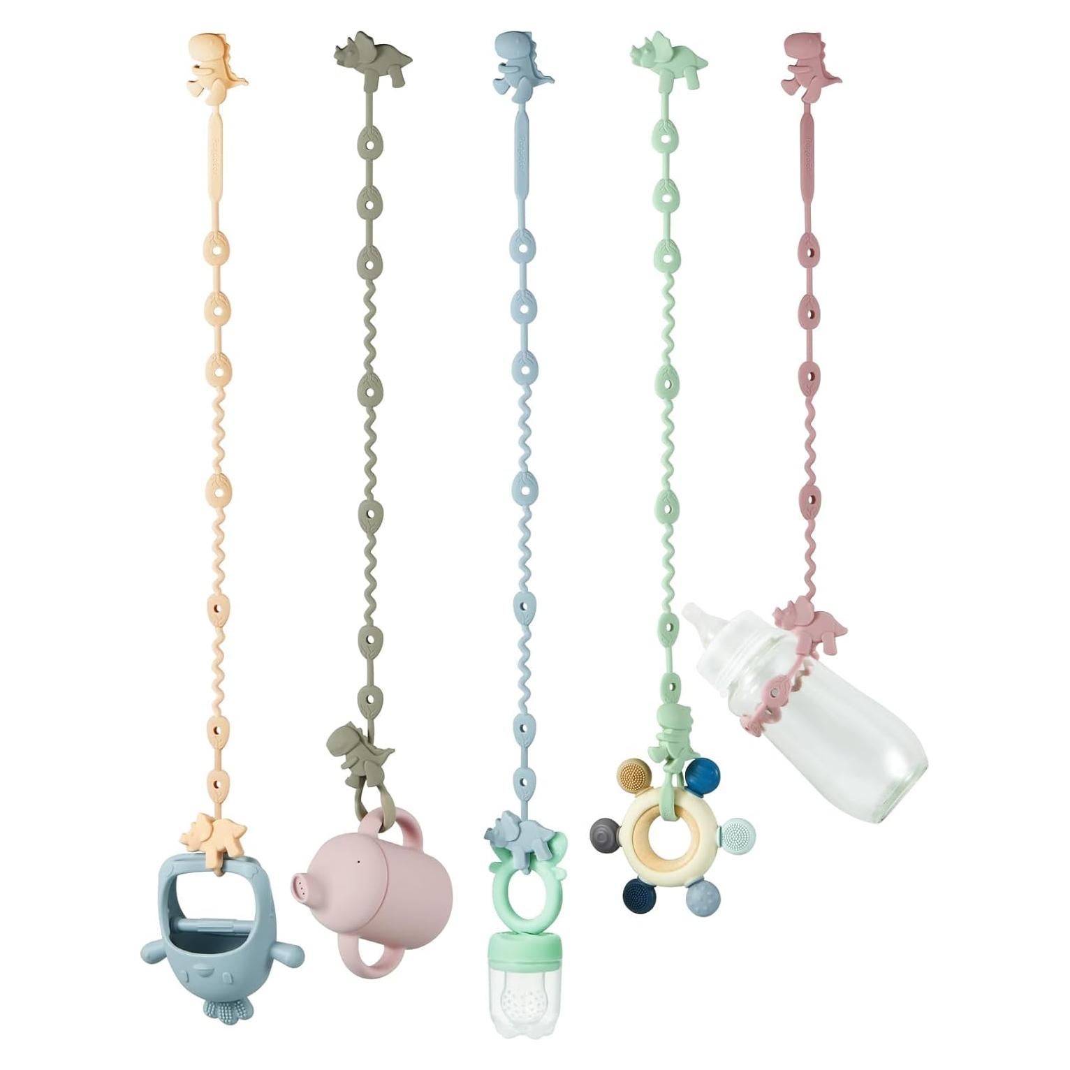 Correas para Juguetes de Bebé PandaEar - 5 Silicona Dinosaurio