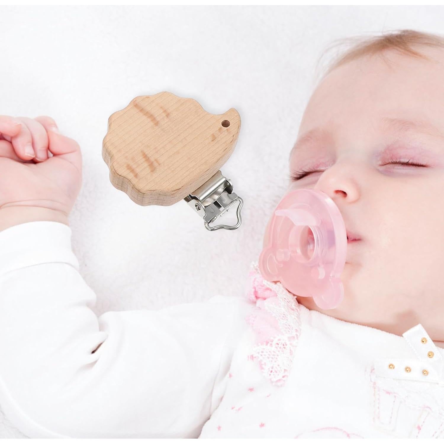 Clips de Chupete de Madera Natural Garneck - 6 Pcs Animales