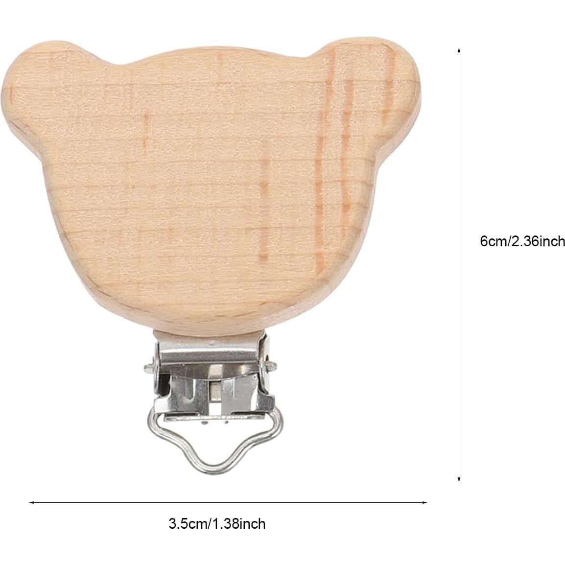 Clips de Chupete de Madera Natural Garneck - 6 Pcs Animales