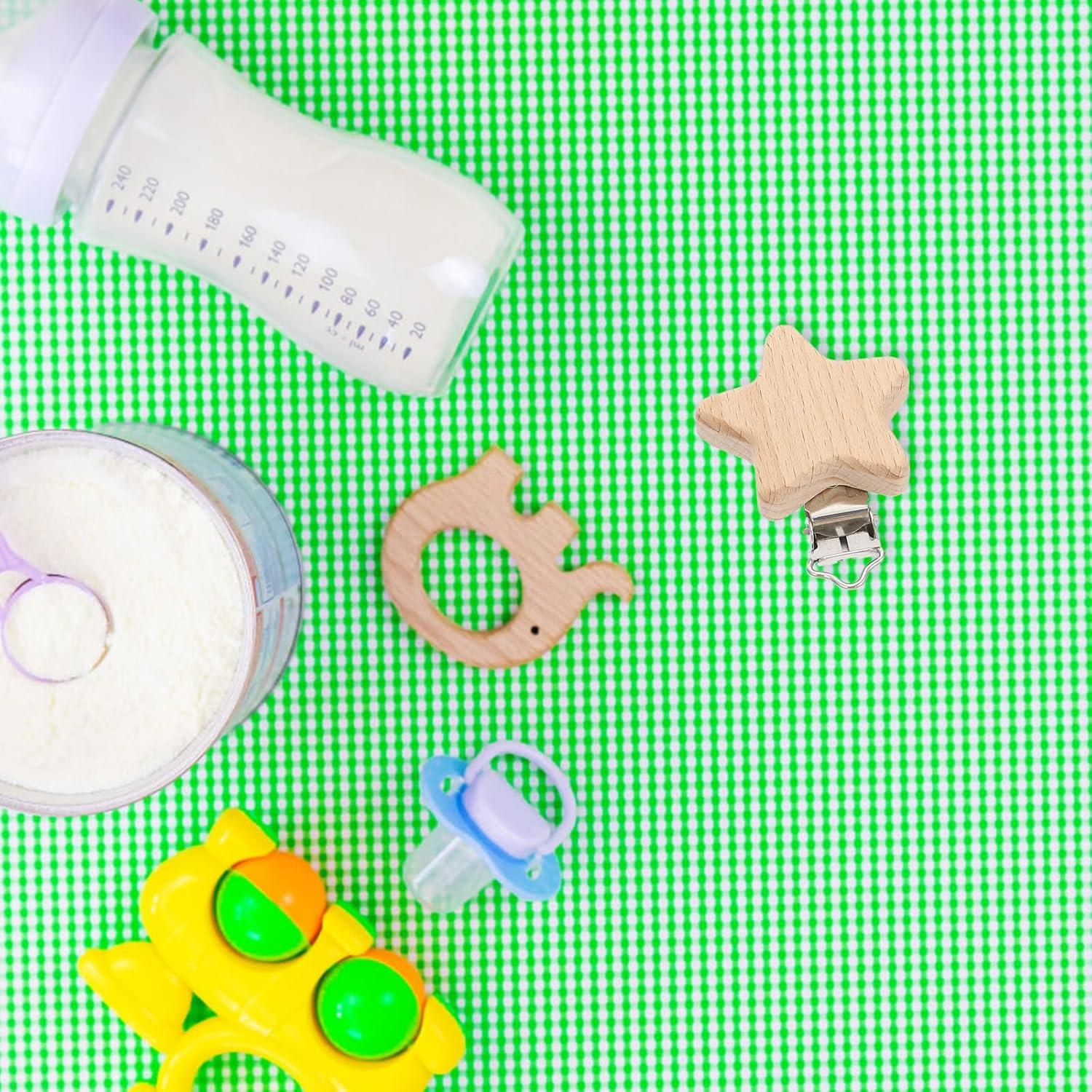 Clips de Chupete de Madera Natural Garneck - 6 Pcs Animales