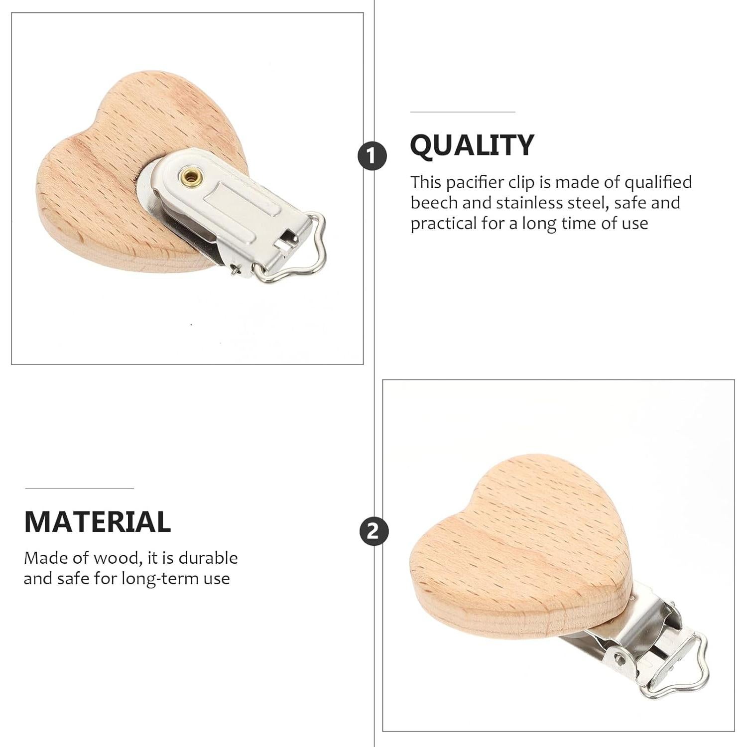 Clips de Chupete de Madera Natural Garneck - 6 Pcs Animales