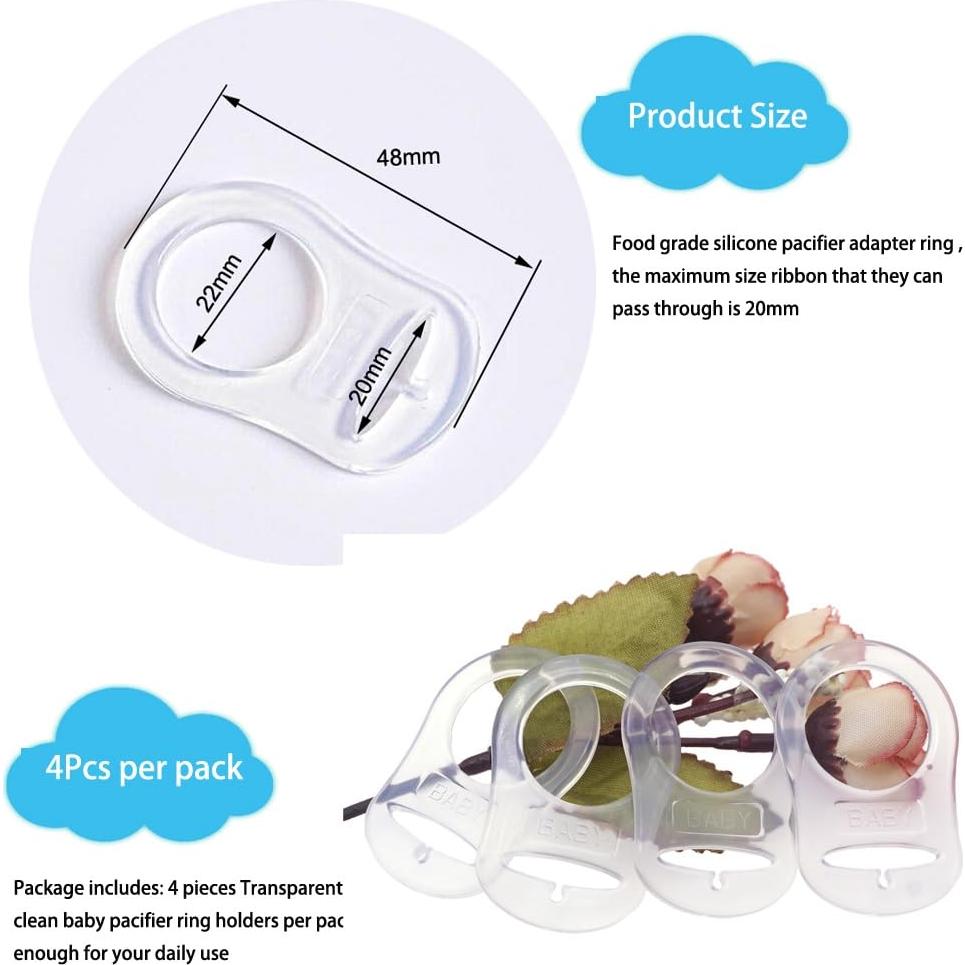 Anillos Adaptadores de Chupete Silicona Transparente 4 Pcs