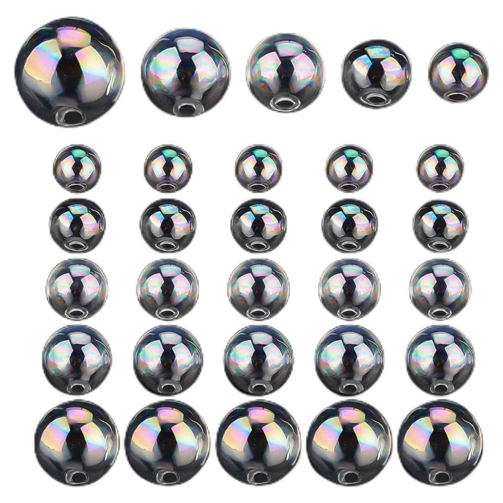 30 Mini Perlas de Vidrio Hueco GOMAKERER para Joyería DIY