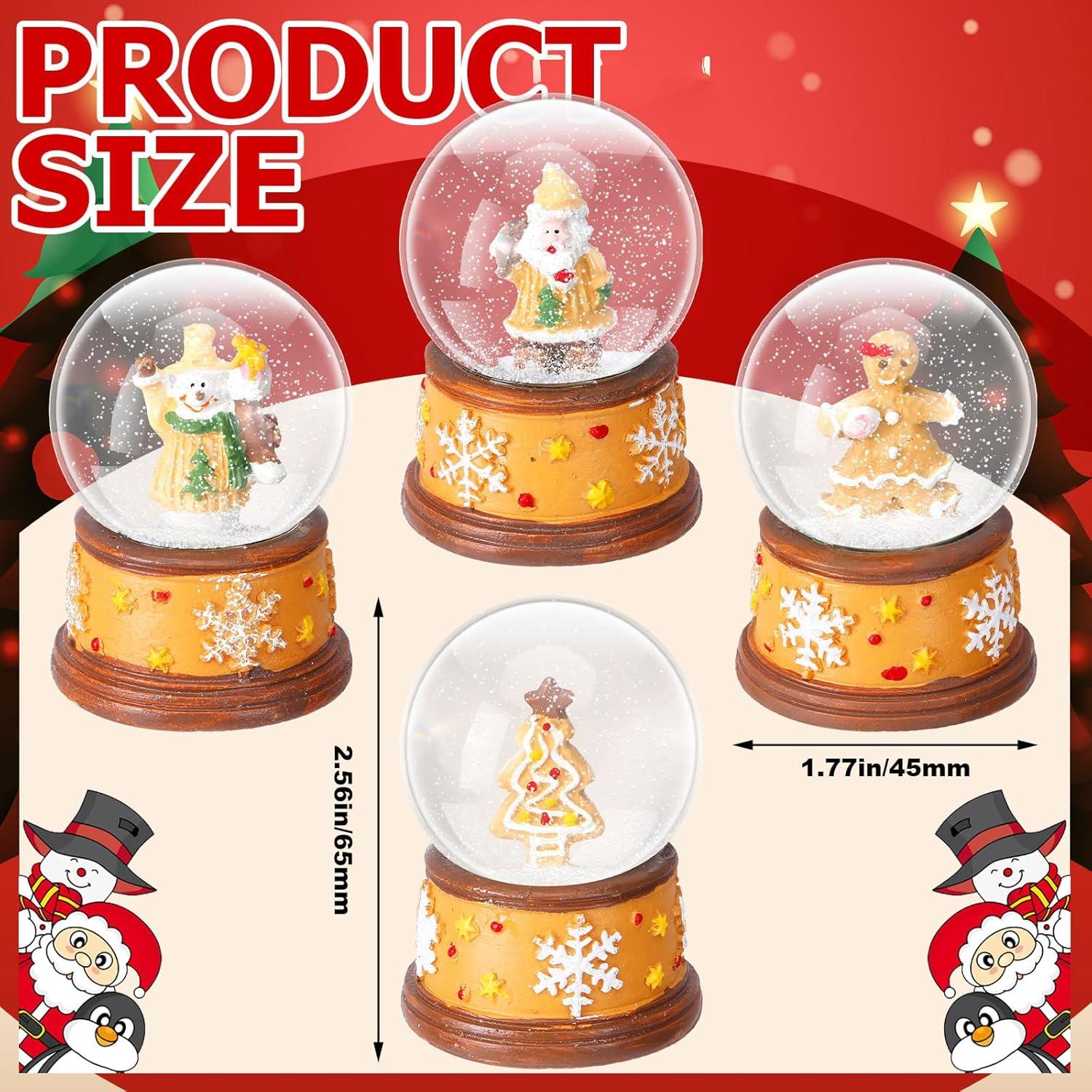 Yerliker 4 Pcs Mini Globo de Nieve Navidad 4.5 cm Galleta Jengibre