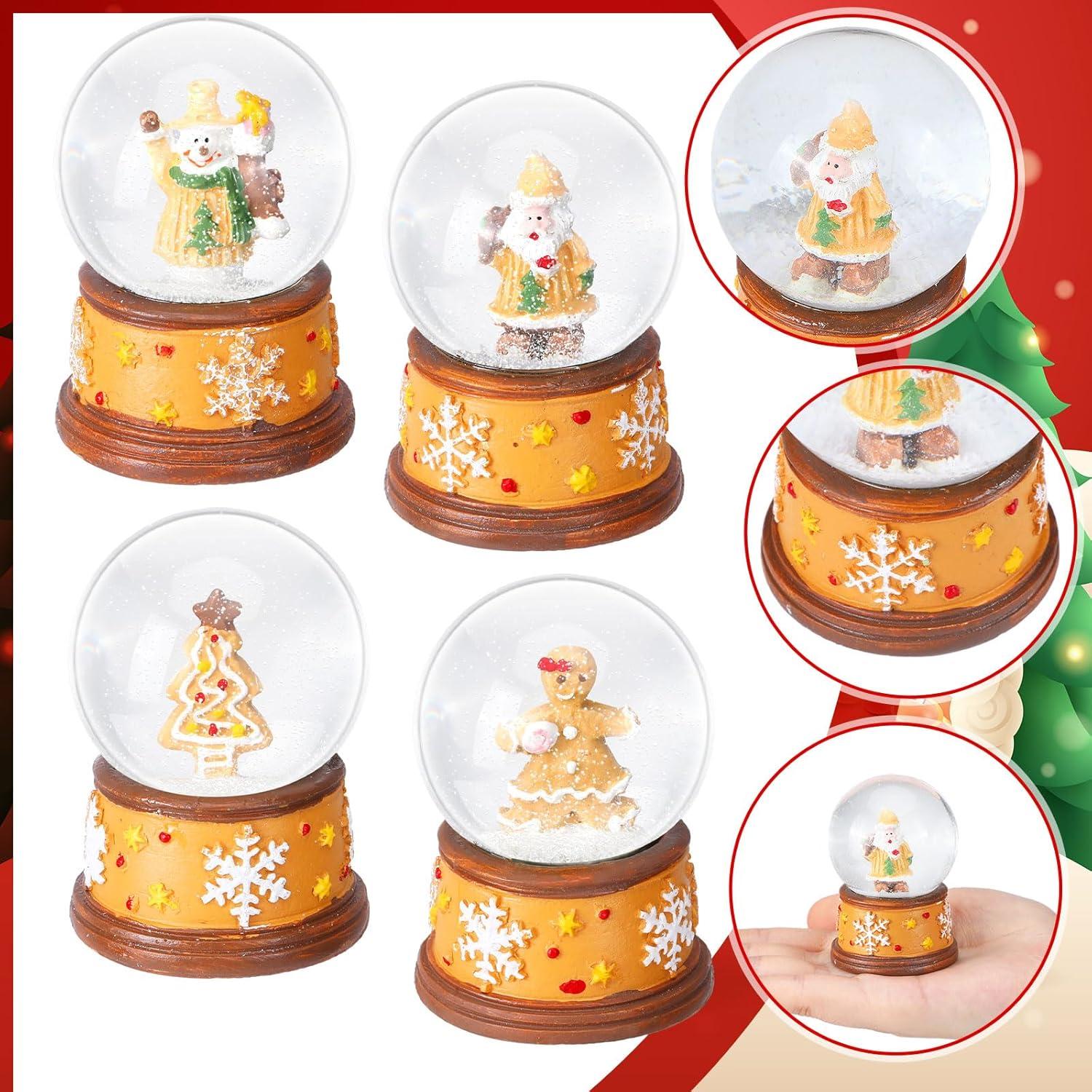 Yerliker 4 Pcs Mini Globo de Nieve Navidad 4.5 cm Galleta Jengibre