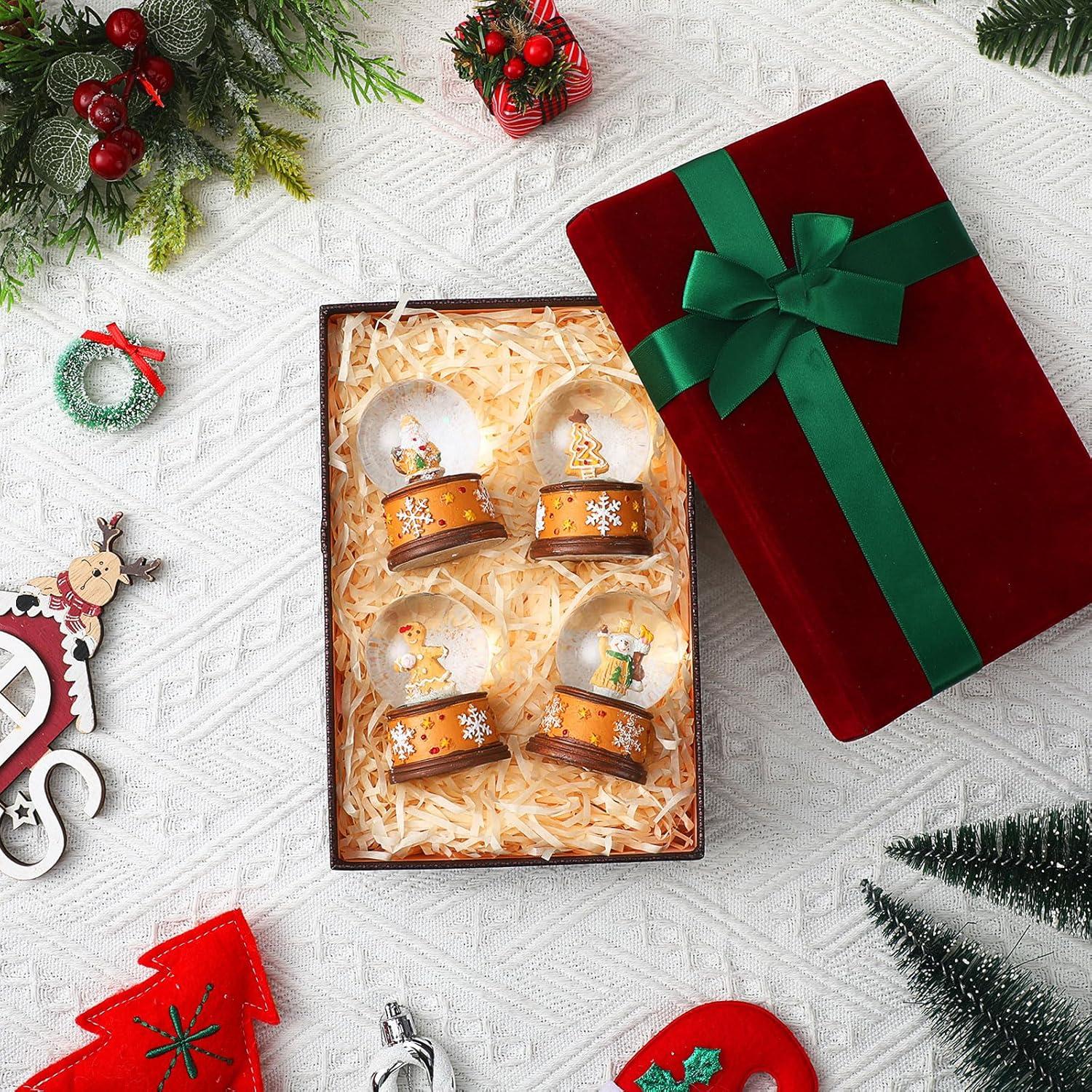 Yerliker 4 Pcs Mini Globo de Nieve Navidad 4.5 cm Galleta Jengibre