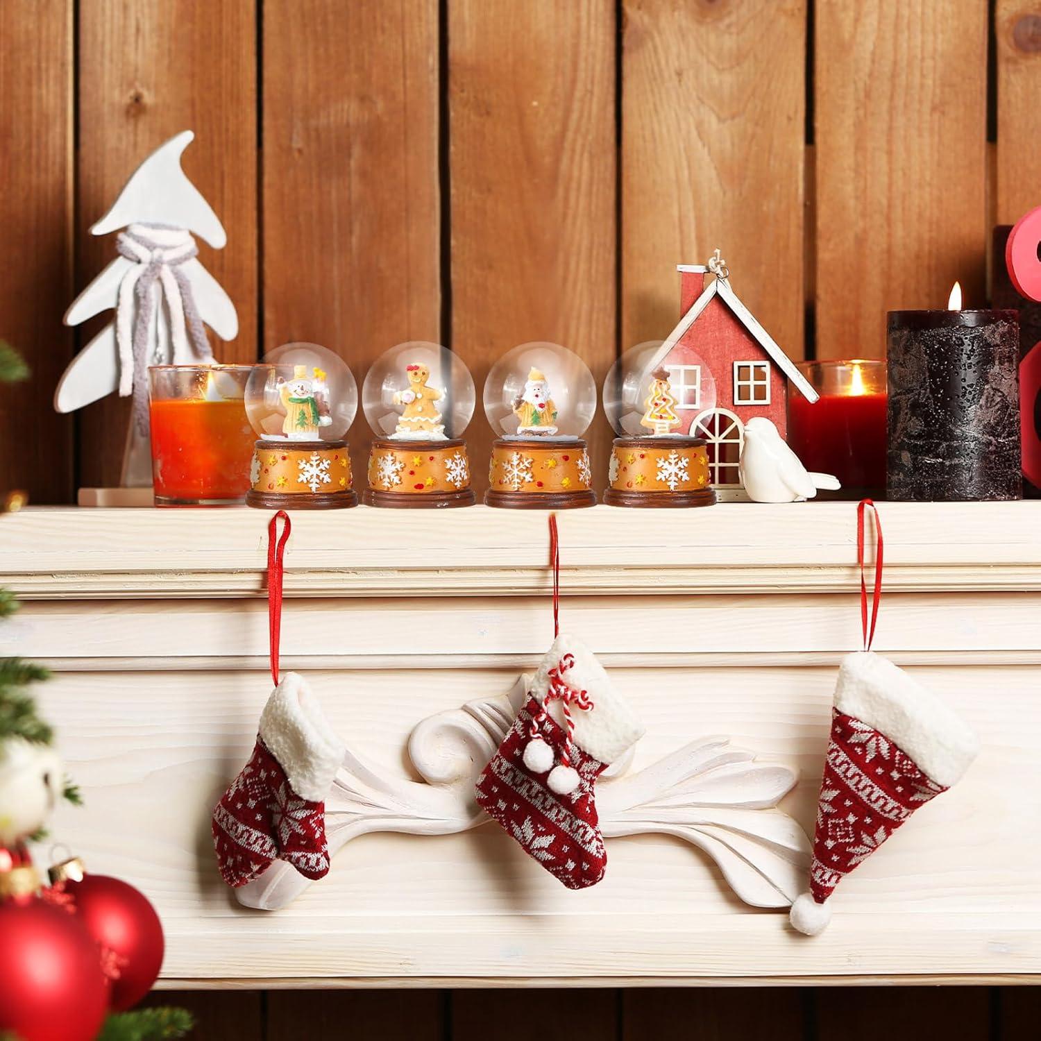 Yerliker 4 Pcs Mini Globo de Nieve Navidad 4.5 cm Galleta Jengibre