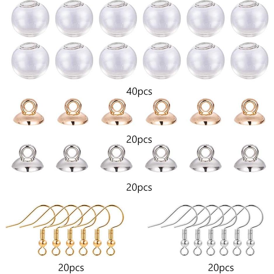 Kit de Fabricación de Pendientes SUNNYCLUE 120 Piezas Vidrio