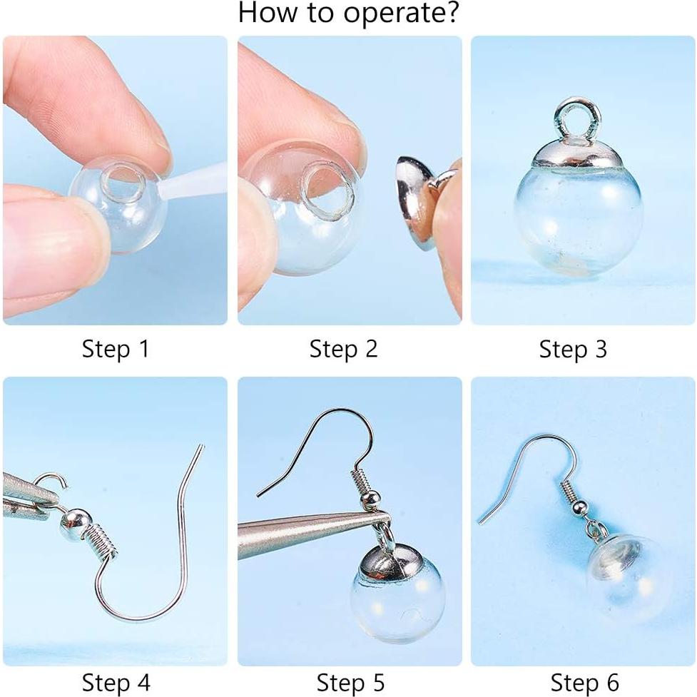 Kit de Fabricación de Pendientes SUNNYCLUE 120 Piezas Vidrio