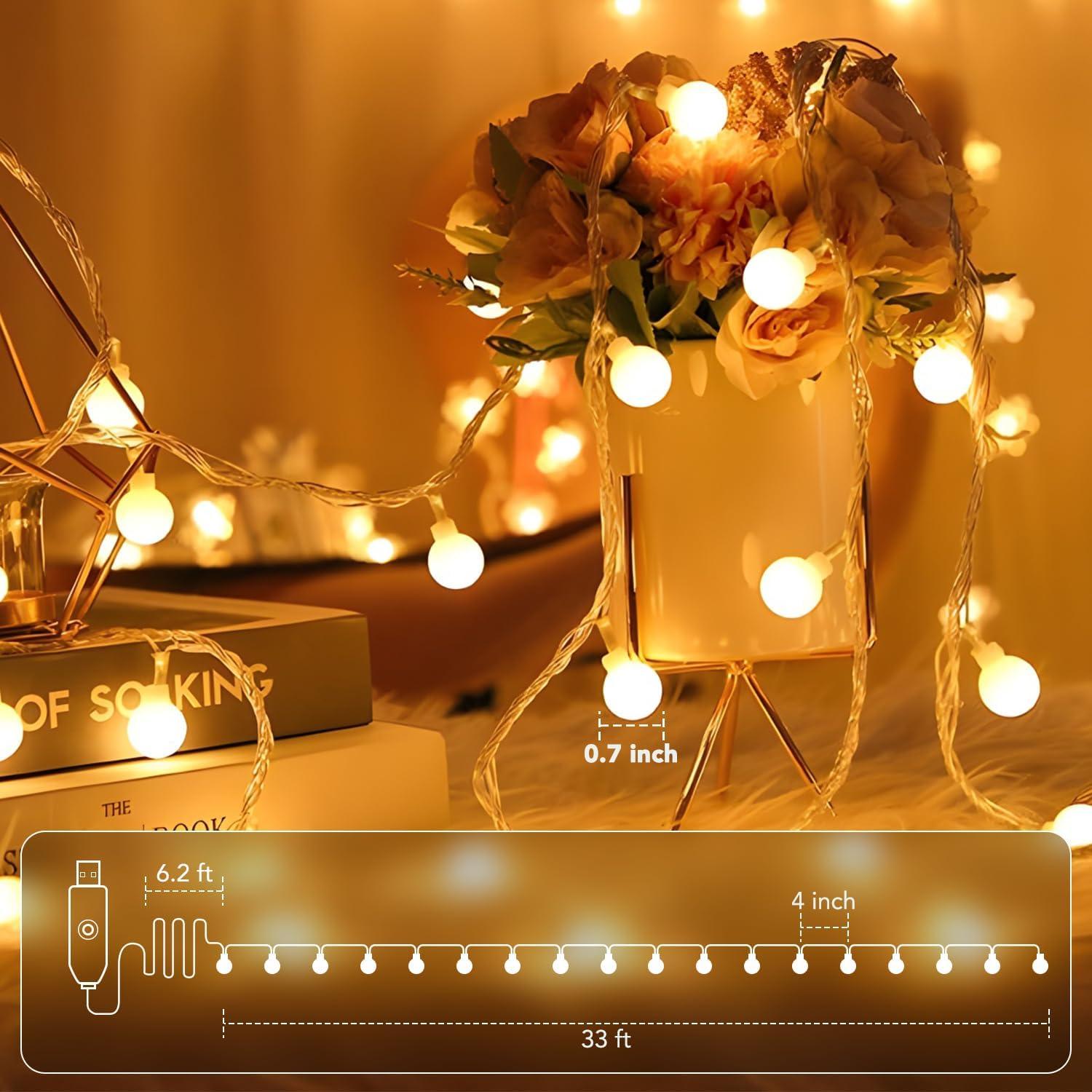 Luces de Cuerda LED 100 Tasodin 10m USB Control Remoto Blanco Cálido