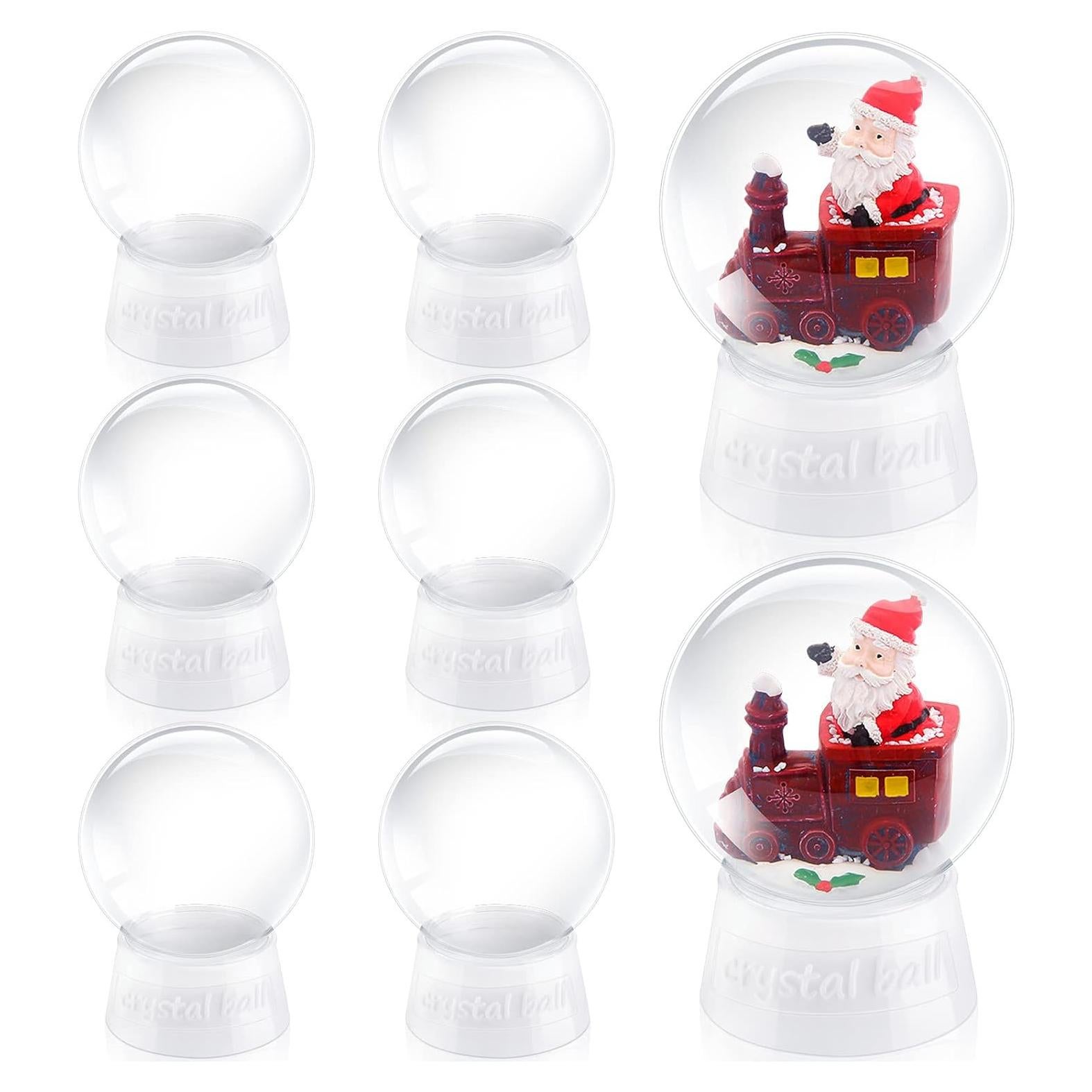 8 Tarros de Nieve de Plástico Transparentes Mimorou 10.5 cm