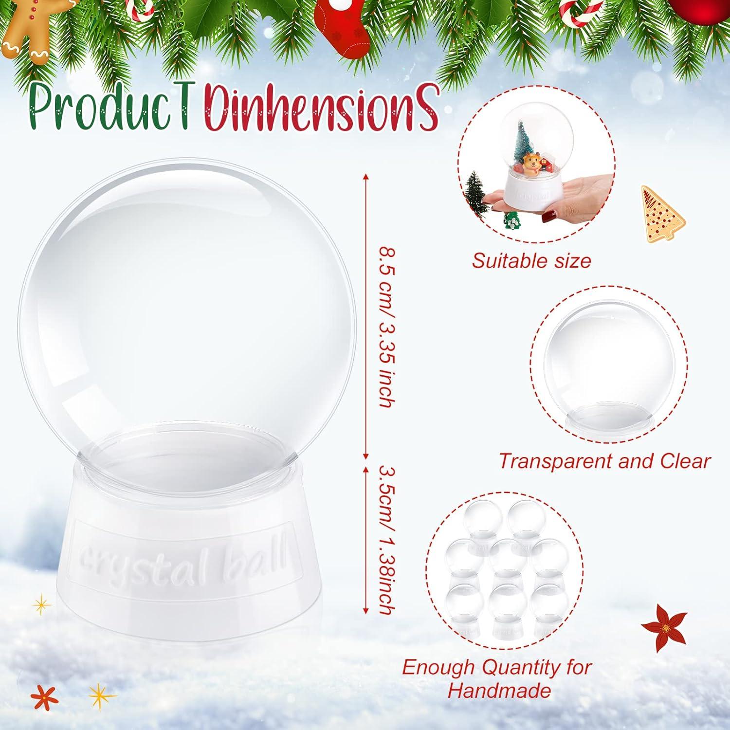 8 Tarros de Nieve de Plástico Transparentes Mimorou 10.5 cm