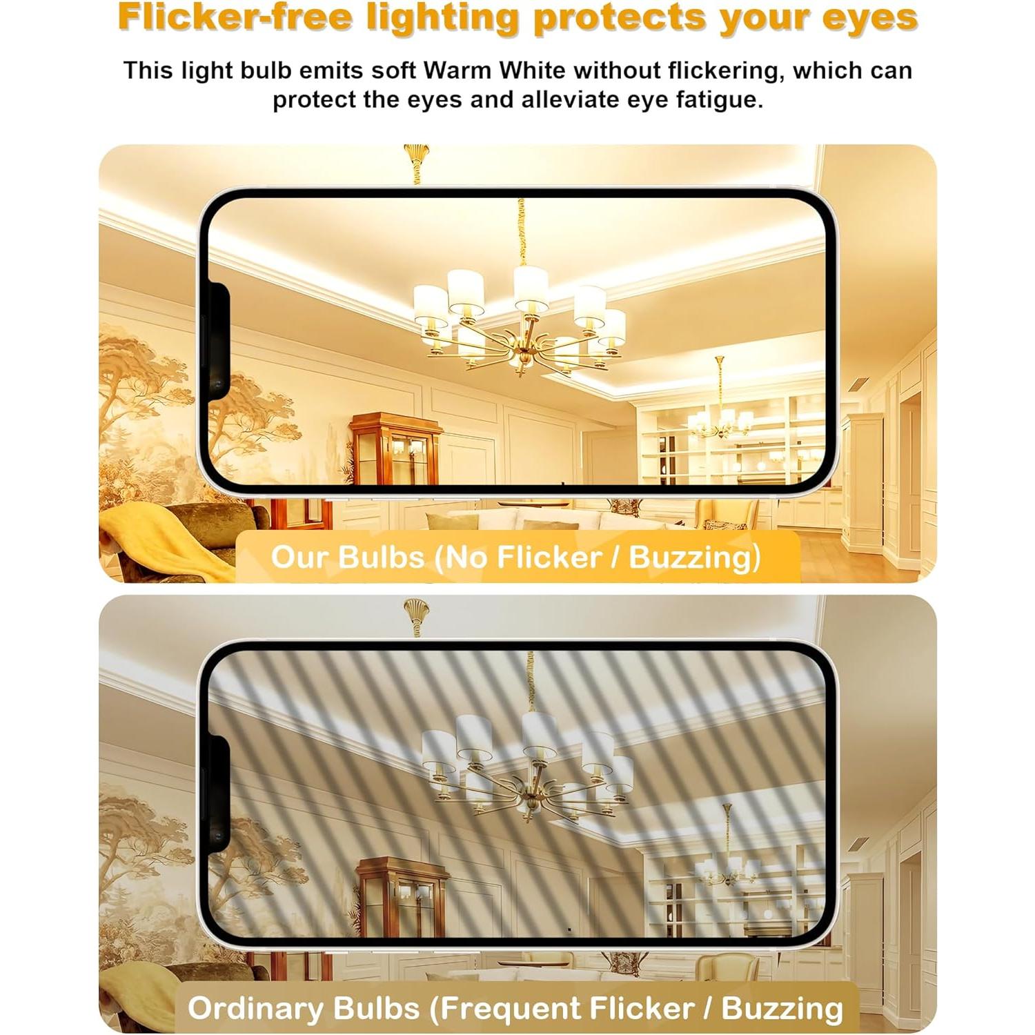 Bombilla LED E12 Candelabro EvaStary 6W 600LM 3000K Paquete de 6