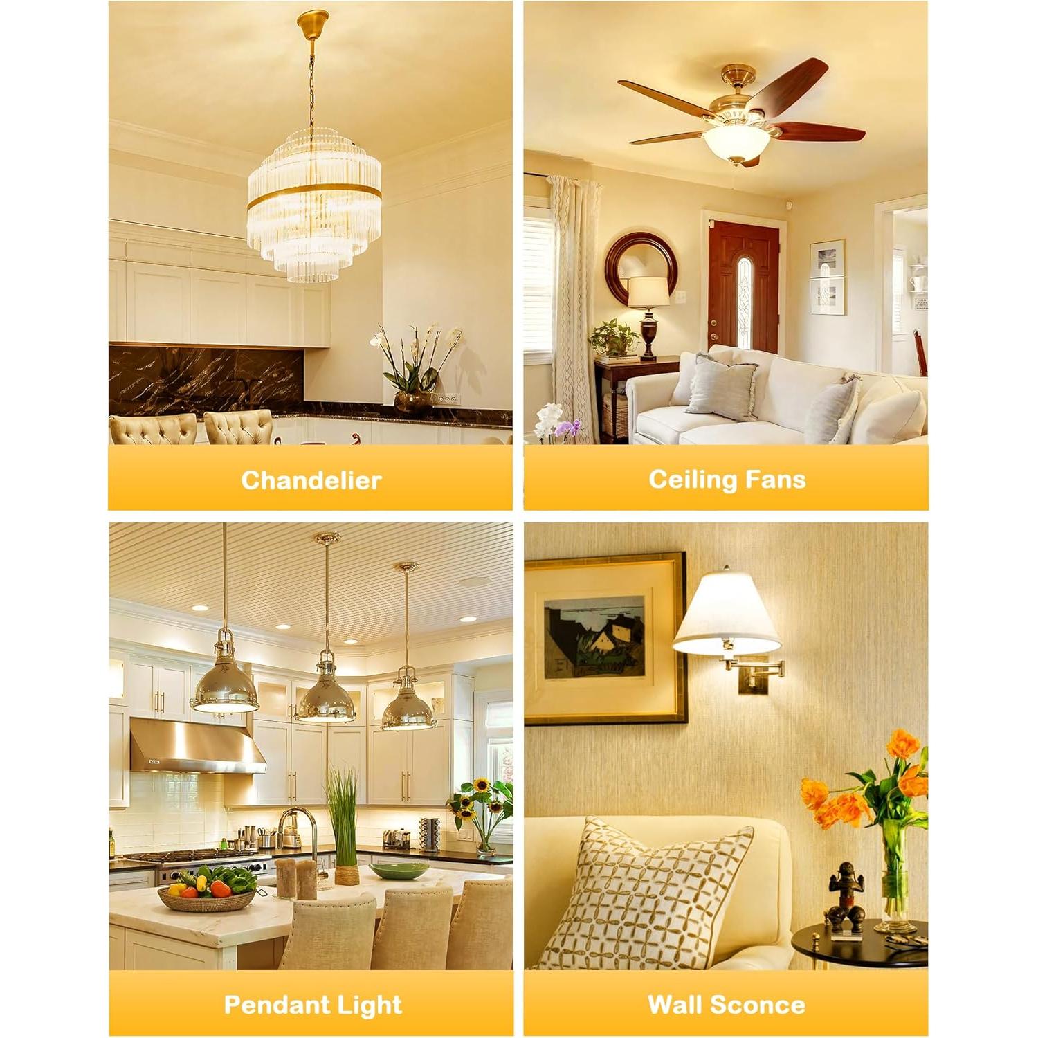 Bombilla LED E12 Candelabro EvaStary 6W 600LM 3000K Paquete de 6