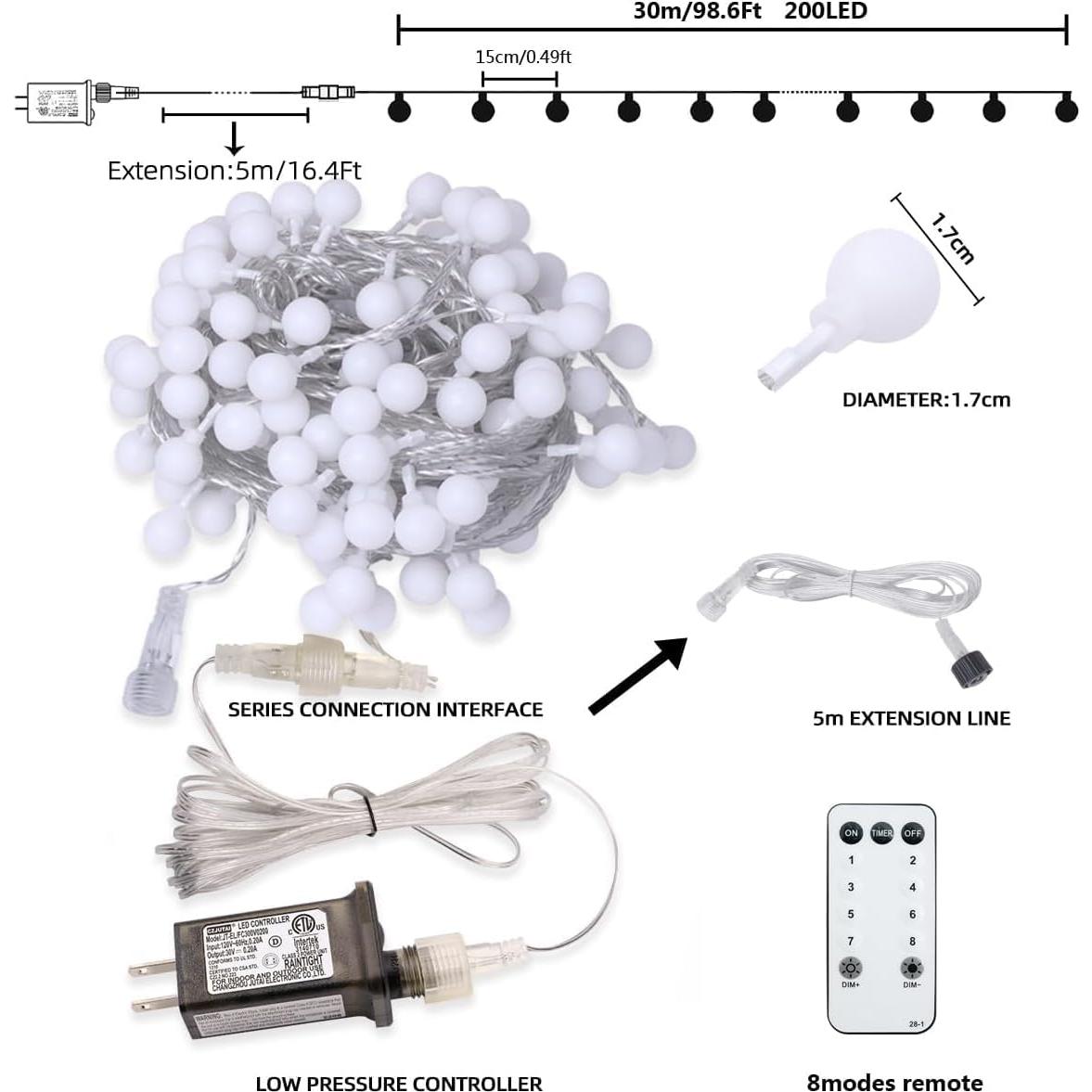 Luces de Cuerda LED Globe RaThun 35.4m 200 LED Multicolor