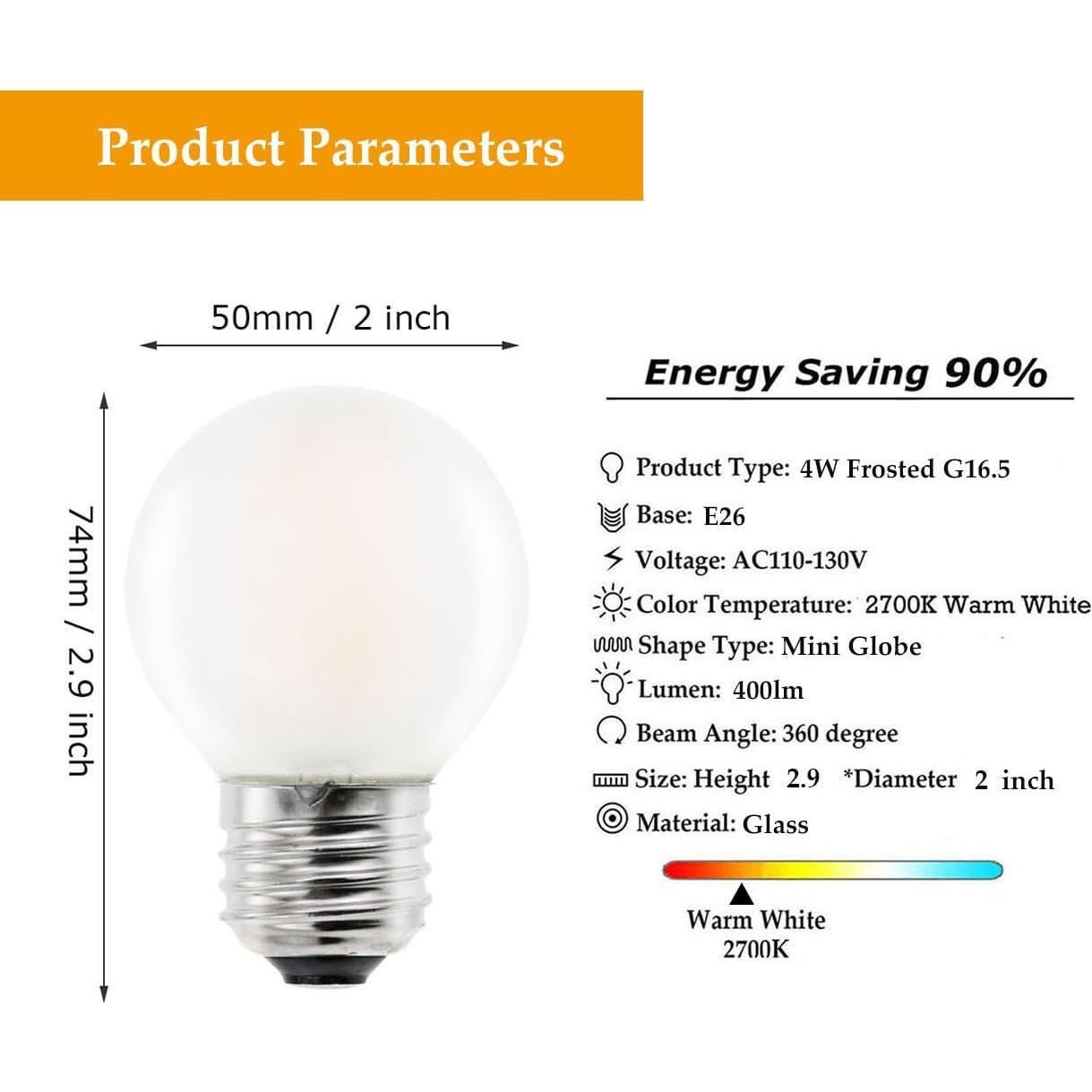 Bombillas LED Dimmables E26 Desheng 4W Luz Cálida 2700K - Paquete de 5