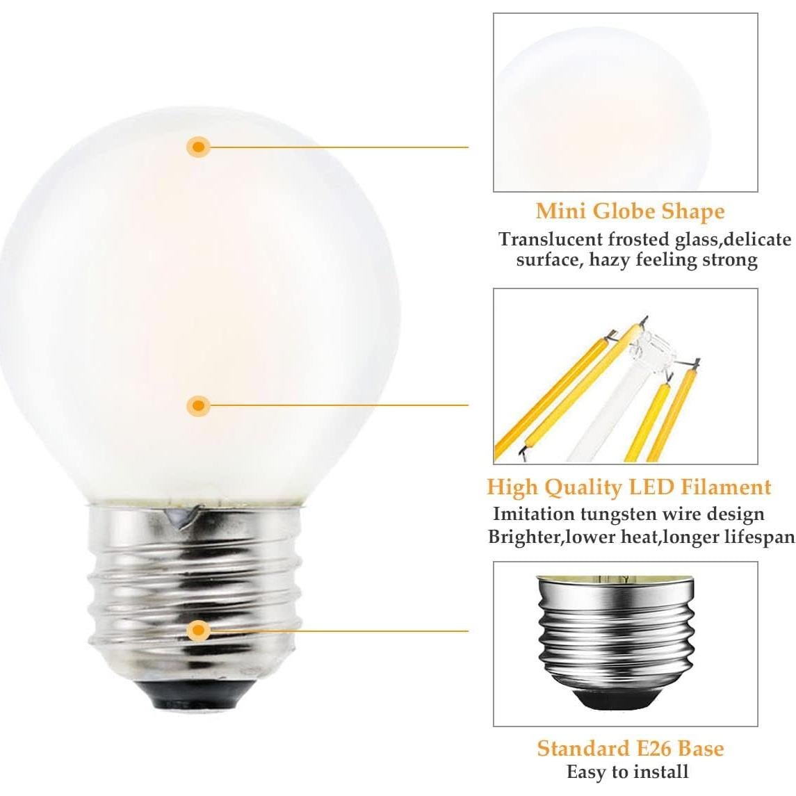 Bombillas LED Dimmables E26 Desheng 4W Luz Cálida 2700K - Paquete de 5