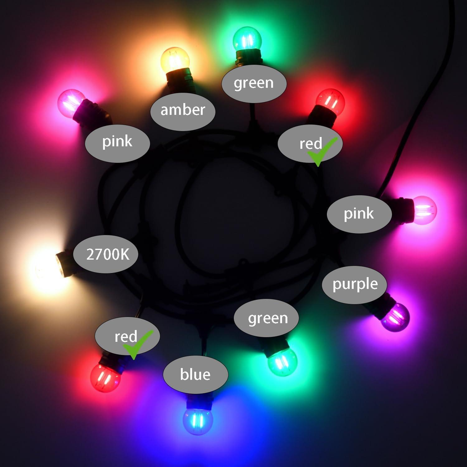 Bombilla LED G40 E26 Roja 1W 90 Lúmenes Paquete de 6