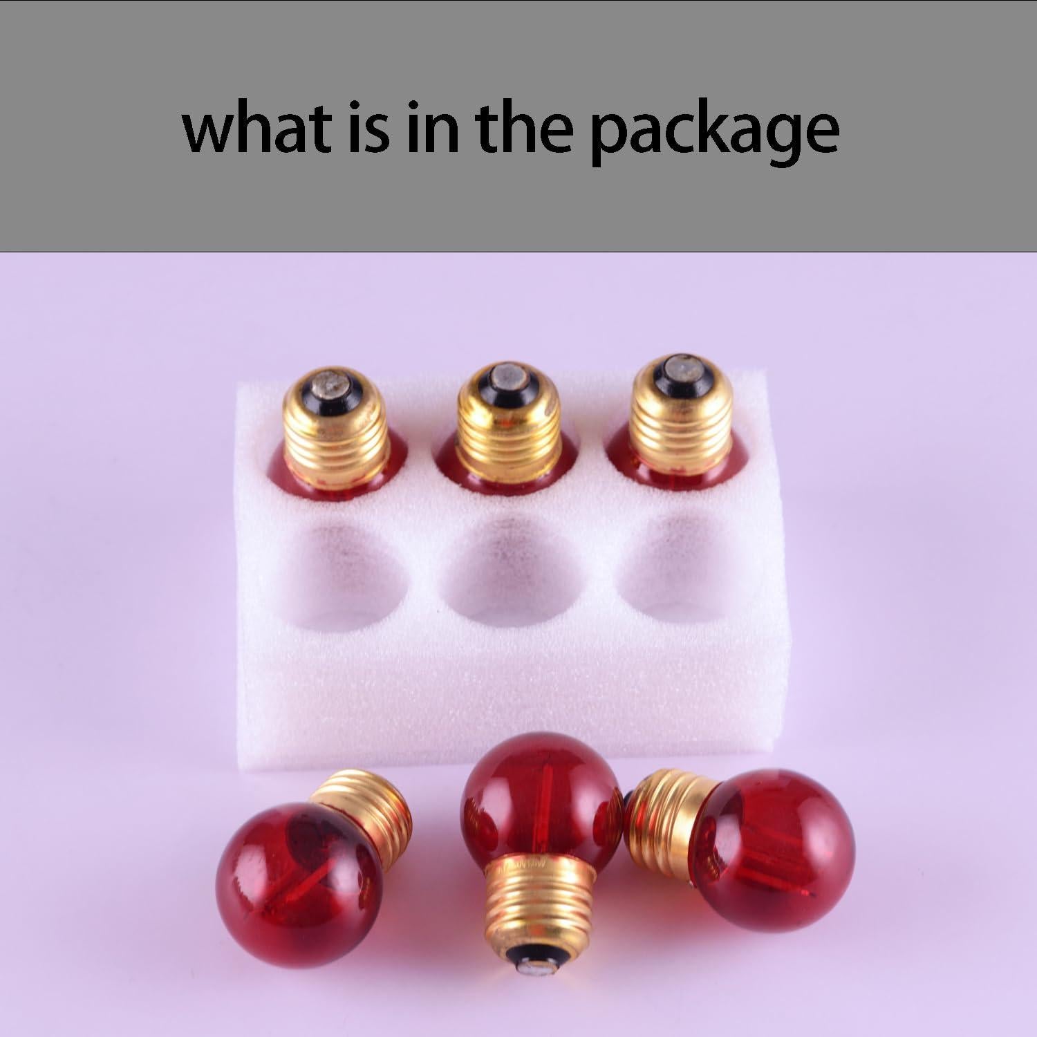 Bombilla LED G40 E26 Roja 1W 90 Lúmenes Paquete de 6