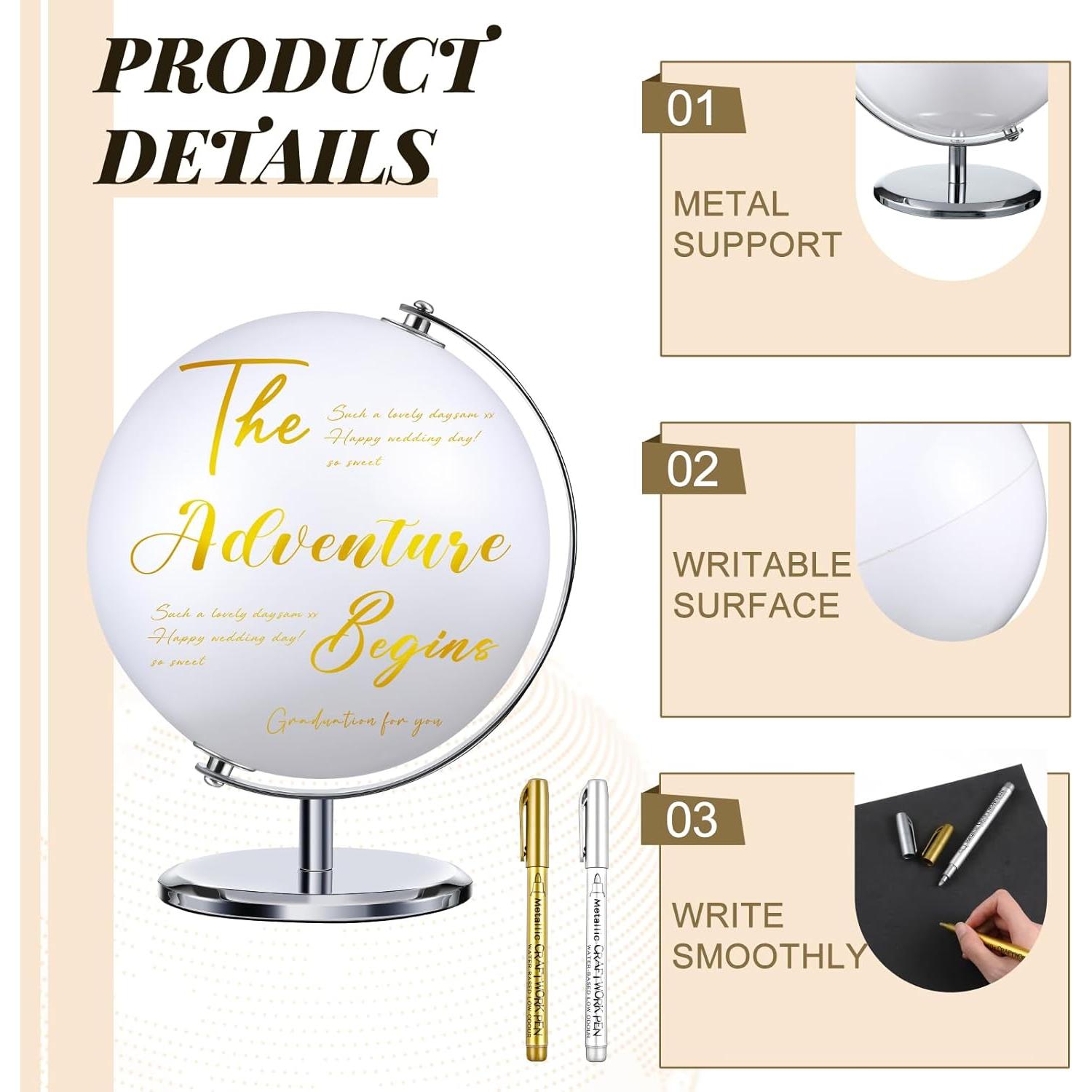 Globo Terráqueo Escribible Saypacck con 4 Marcadores - Boda