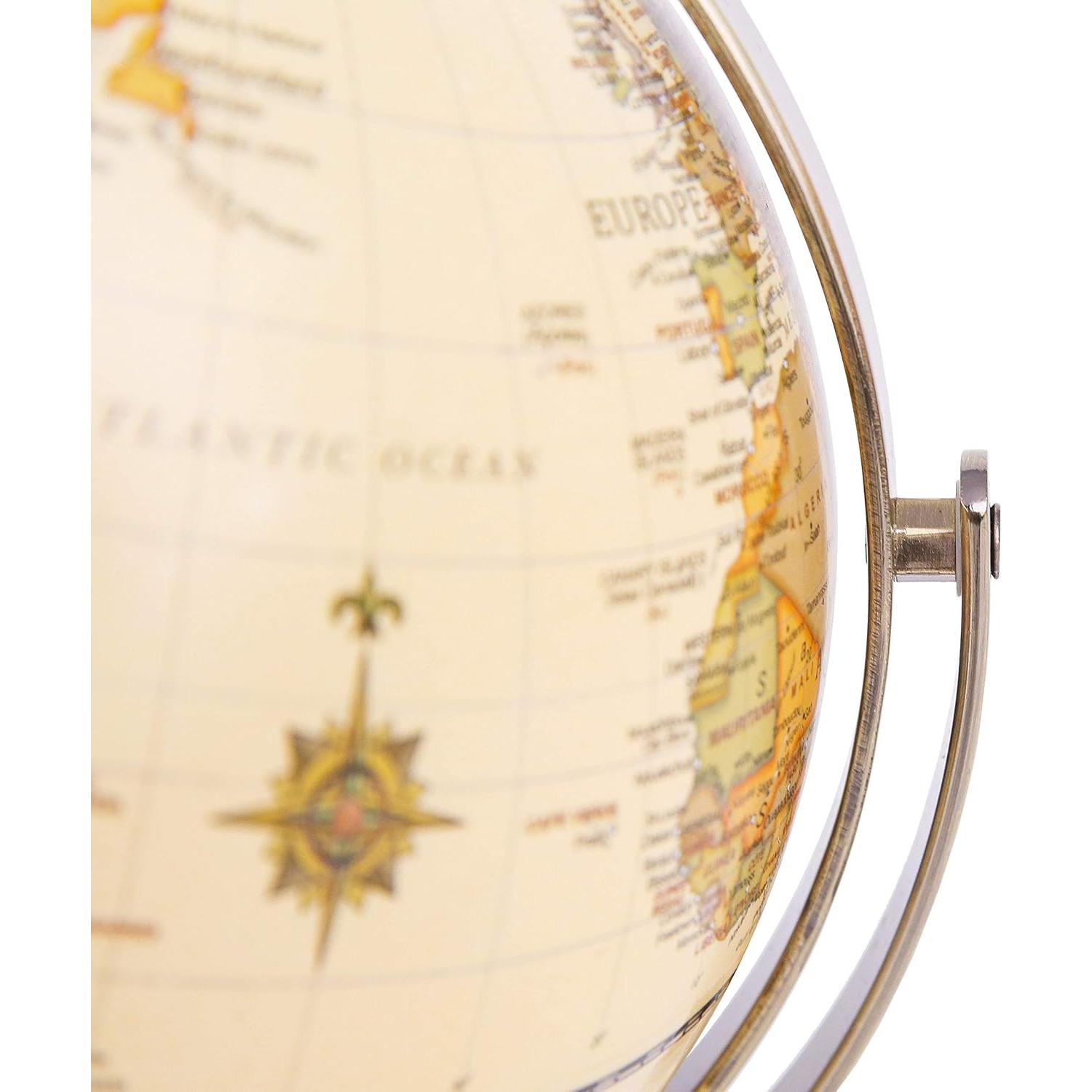 Globo Terráqueo Antiguo Annova 20cm con Base de Metal Bronce