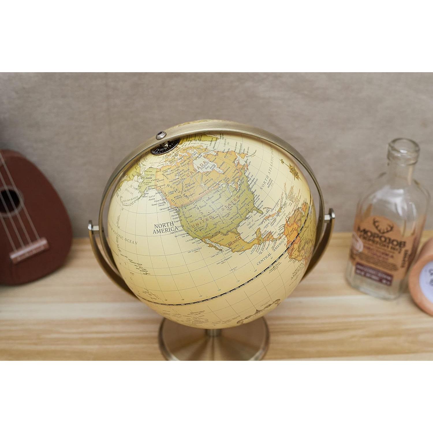 Globo Terráqueo Antiguo Annova 20cm con Base de Metal Bronce