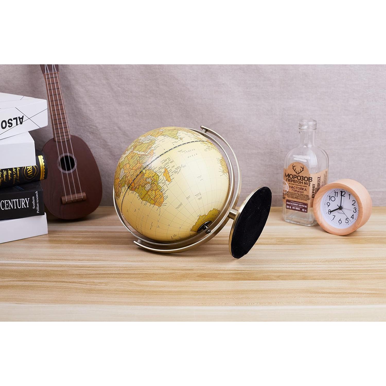 Globo Terráqueo Antiguo Annova 20cm con Base de Metal Bronce