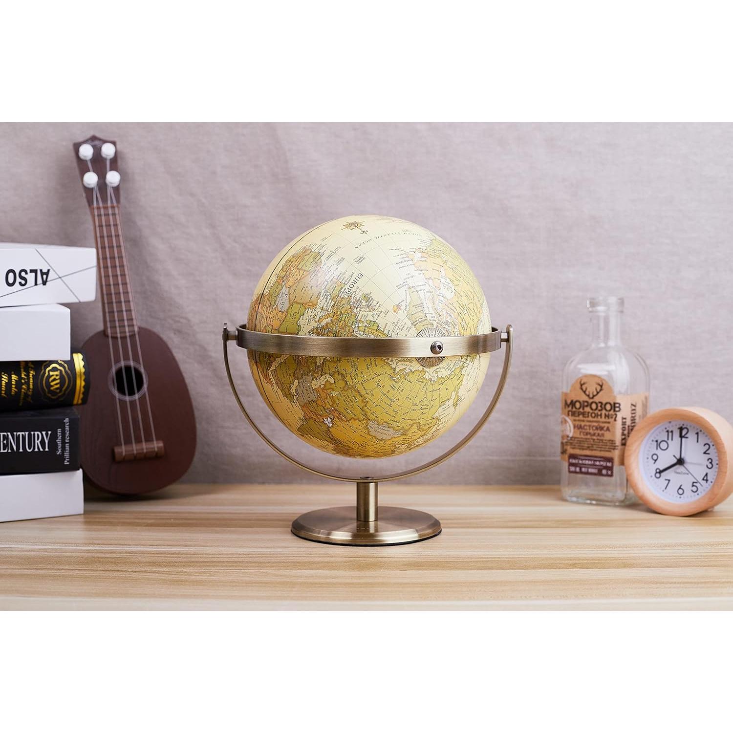 Globo Terráqueo Antiguo Annova 20cm con Base de Metal Bronce