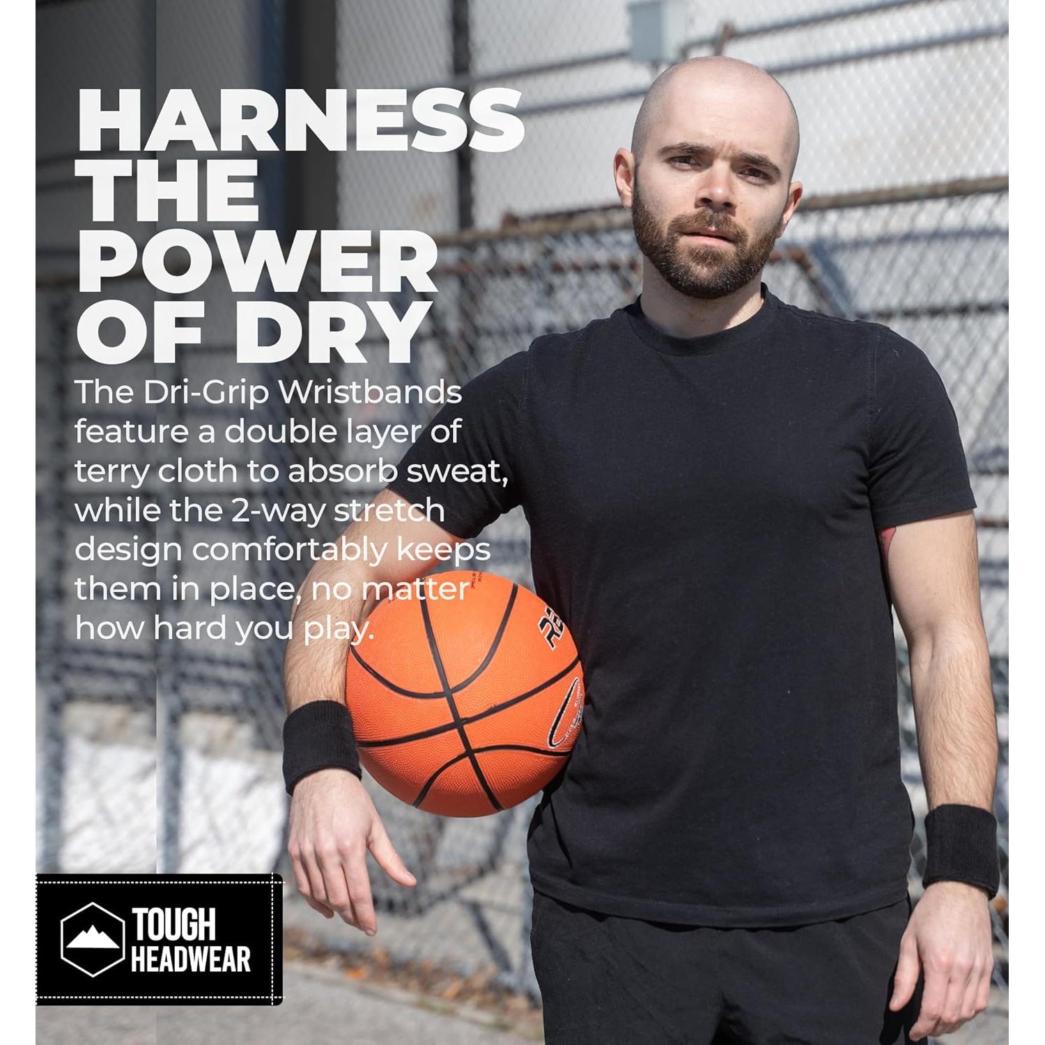 Banda de Sudor para Muñeca Tough Headwear - Negra, Talla Única