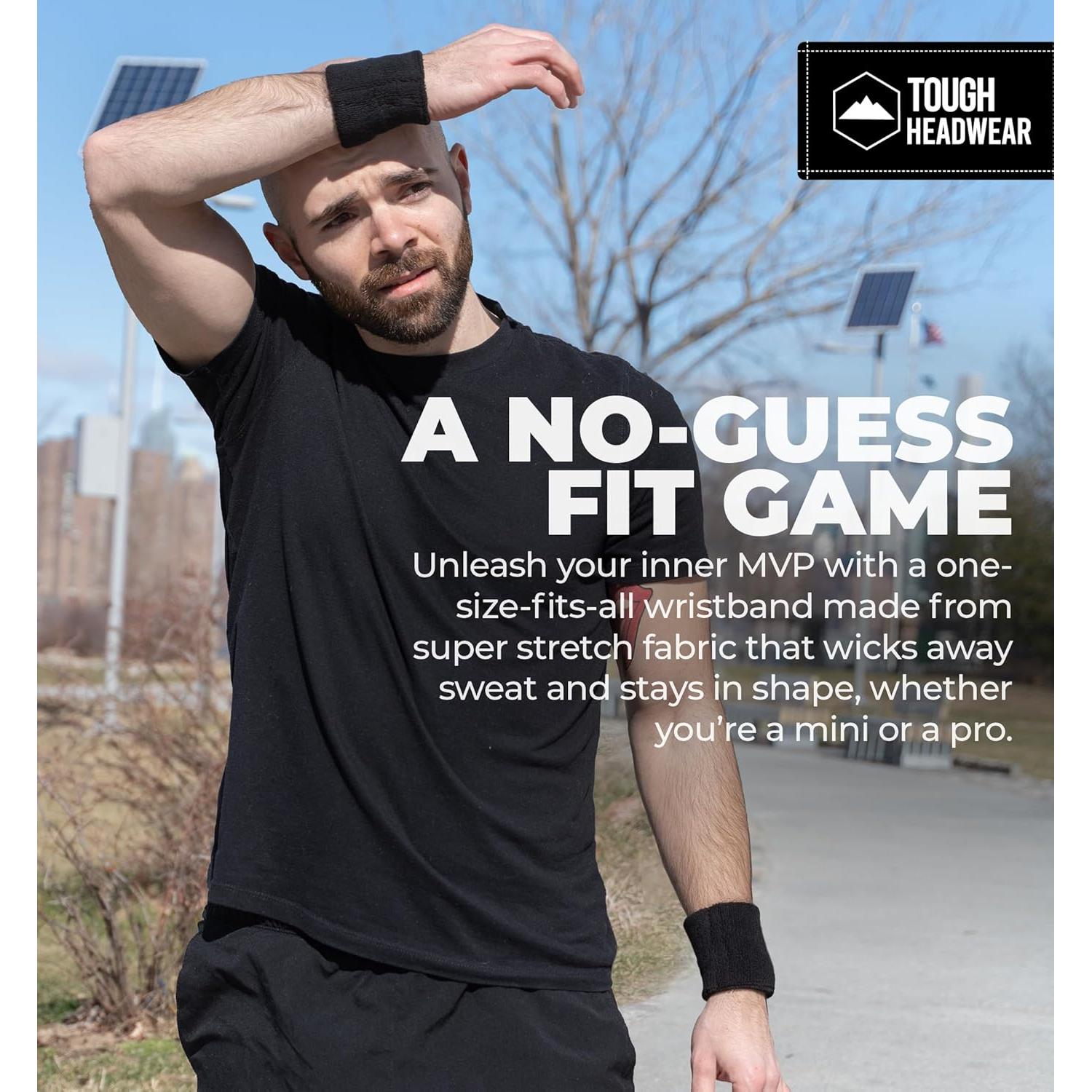 Banda de Sudor para Muñeca Tough Headwear - Negra, Talla Única