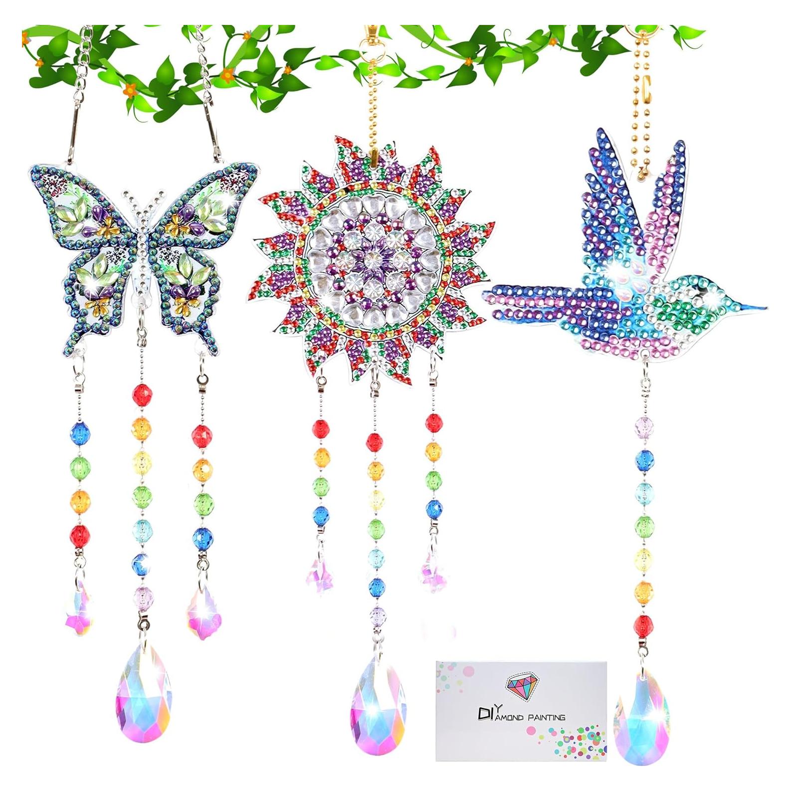 Kit de Pintura de Diamantes DIY Funshot - Colgante de Viento Mariposa y Colibrí