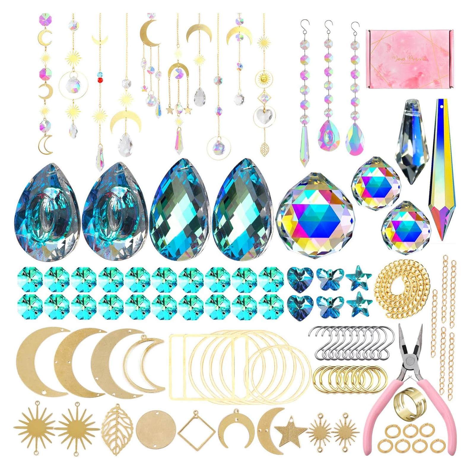 Kit de Atrapa Rayos QIKAIDE 370 Piezas Cristales Dorados