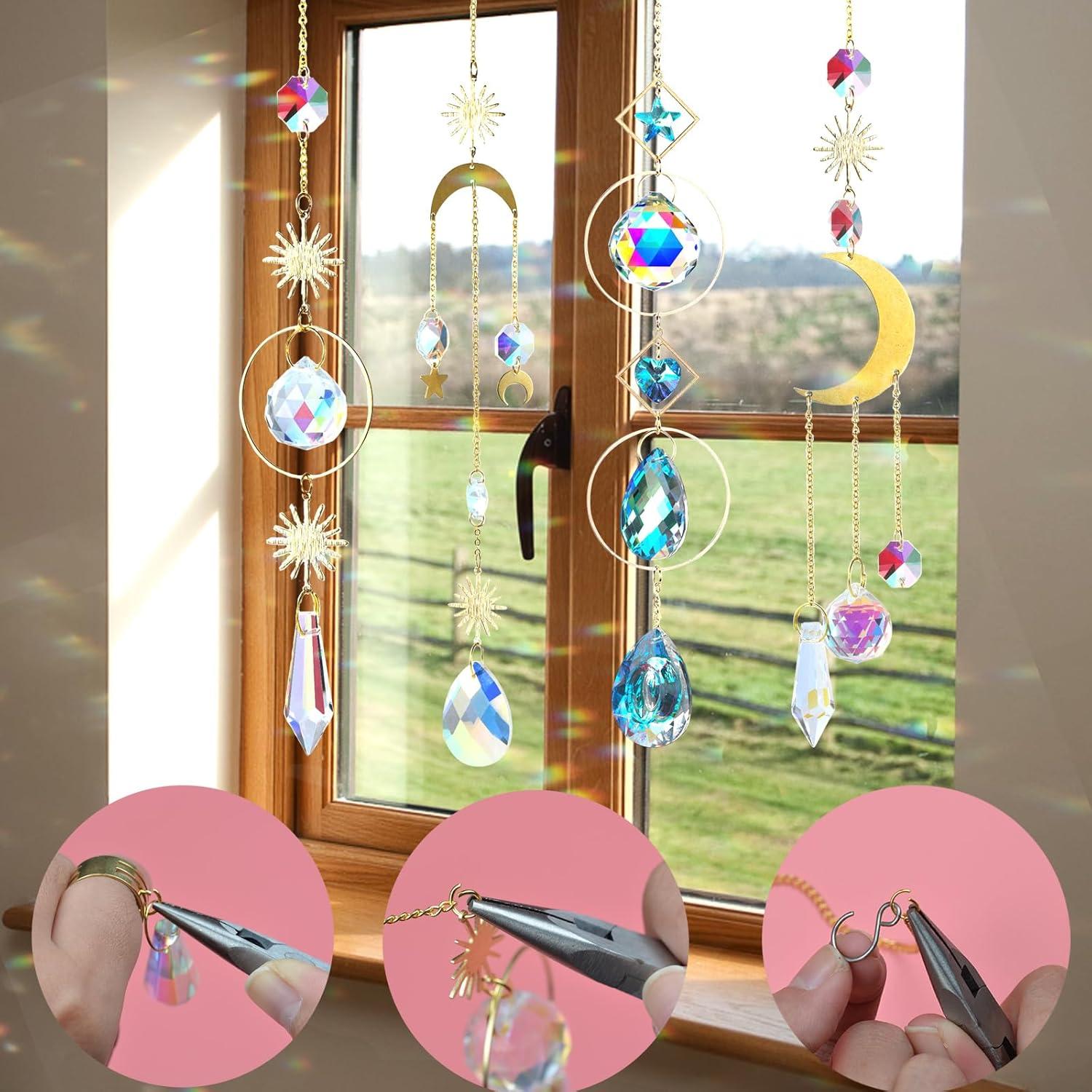 Kit de Atrapa Rayos QIKAIDE 370 Piezas Cristales Dorados