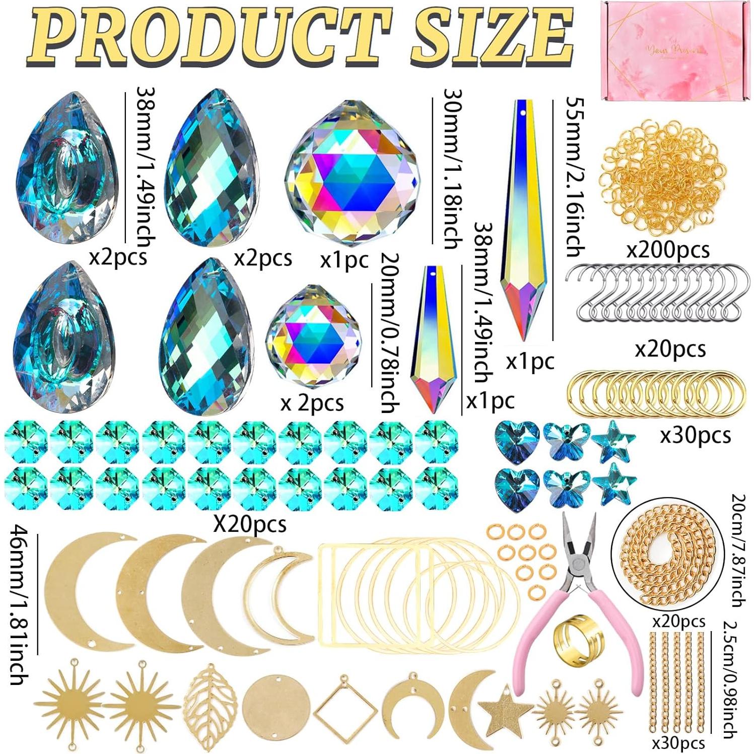 Kit de Atrapa Rayos QIKAIDE 370 Piezas Cristales Dorados