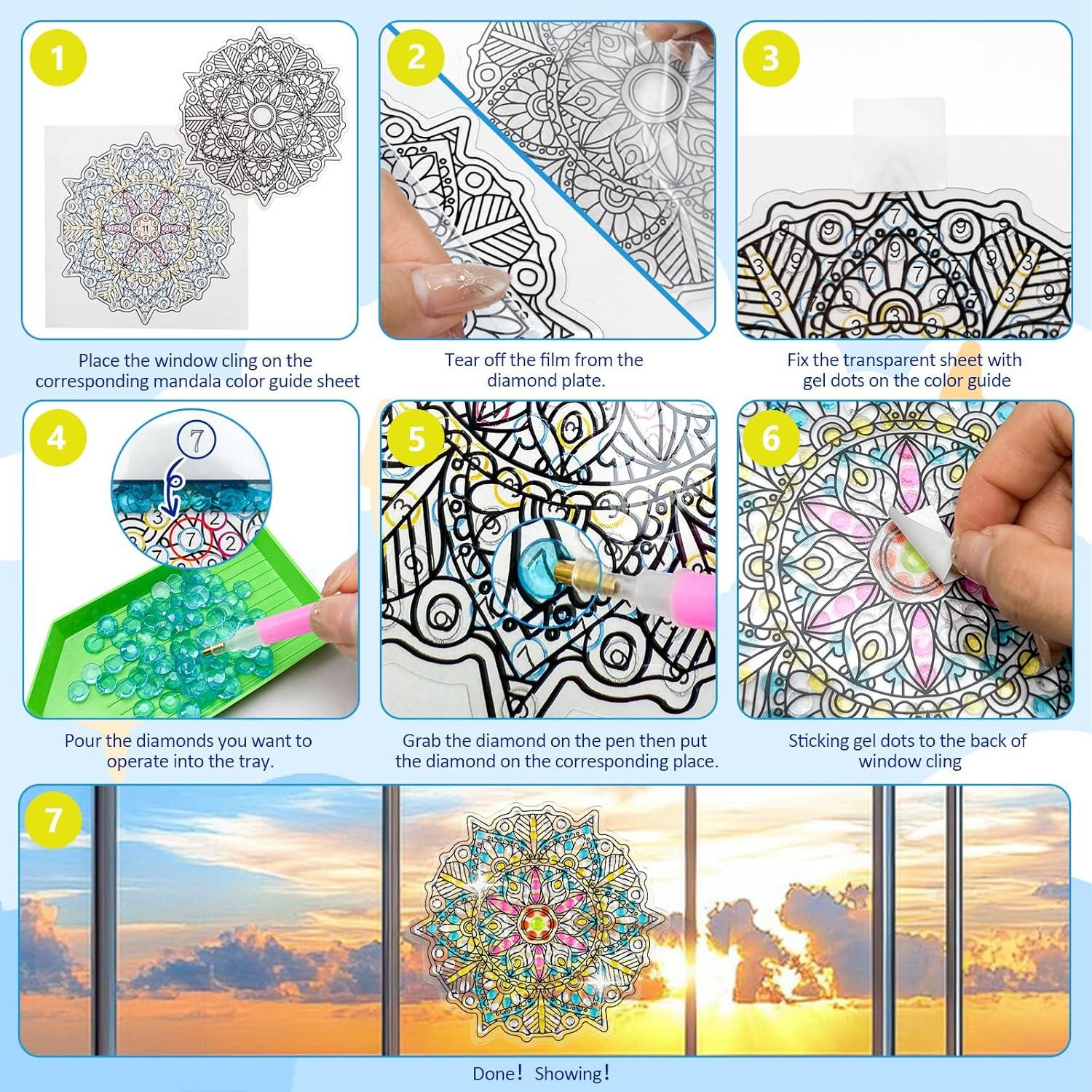 Set de Arte de Diamante LINGFANG Mandala 4 para Ventanas