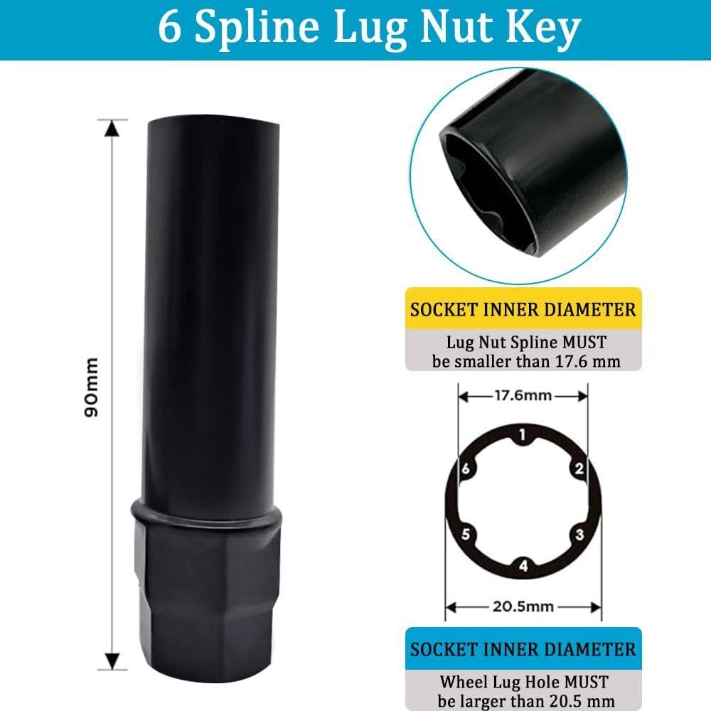 Llave de Tuerca de Bloqueo de Rueda Lecctso 6 y 7 Puntas