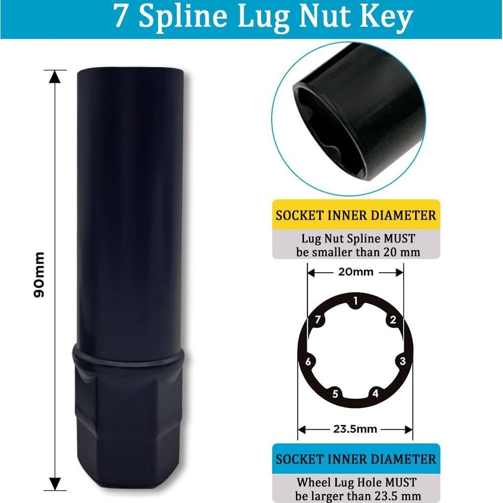 Llave de Tuerca de Bloqueo de Rueda Lecctso 6 y 7 Puntas