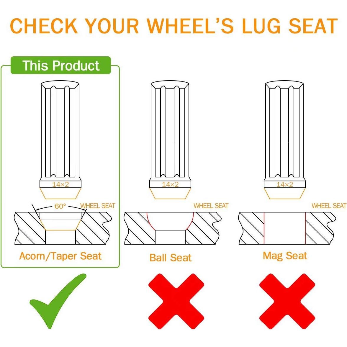 Tuercas de Acorn GAsupply M14x2 50mm 32 Pcs Cromo Cerrado