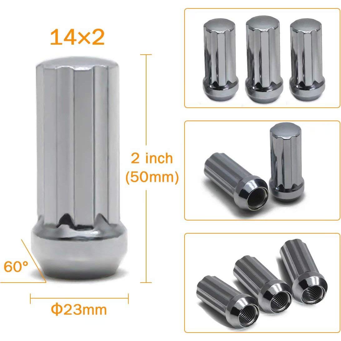 Tuercas de Acorn GAsupply M14x2 50mm 32 Pcs Cromo Cerrado