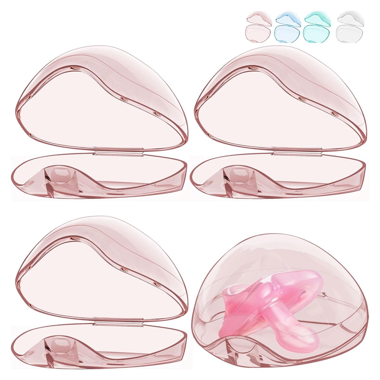 Estuche para Chupete Smlpuame Rosa - Paquete de 4, Libre de BPA