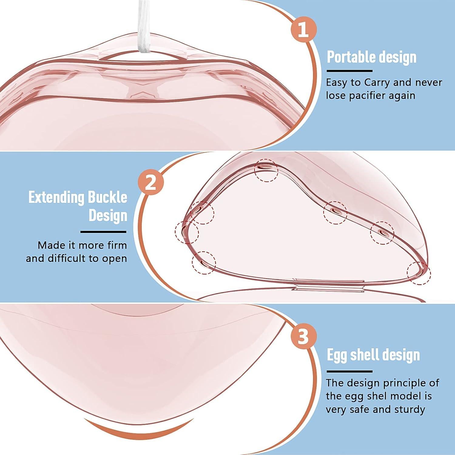 Estuche para Chupete Smlpuame Rosa - Paquete de 4, Libre de BPA