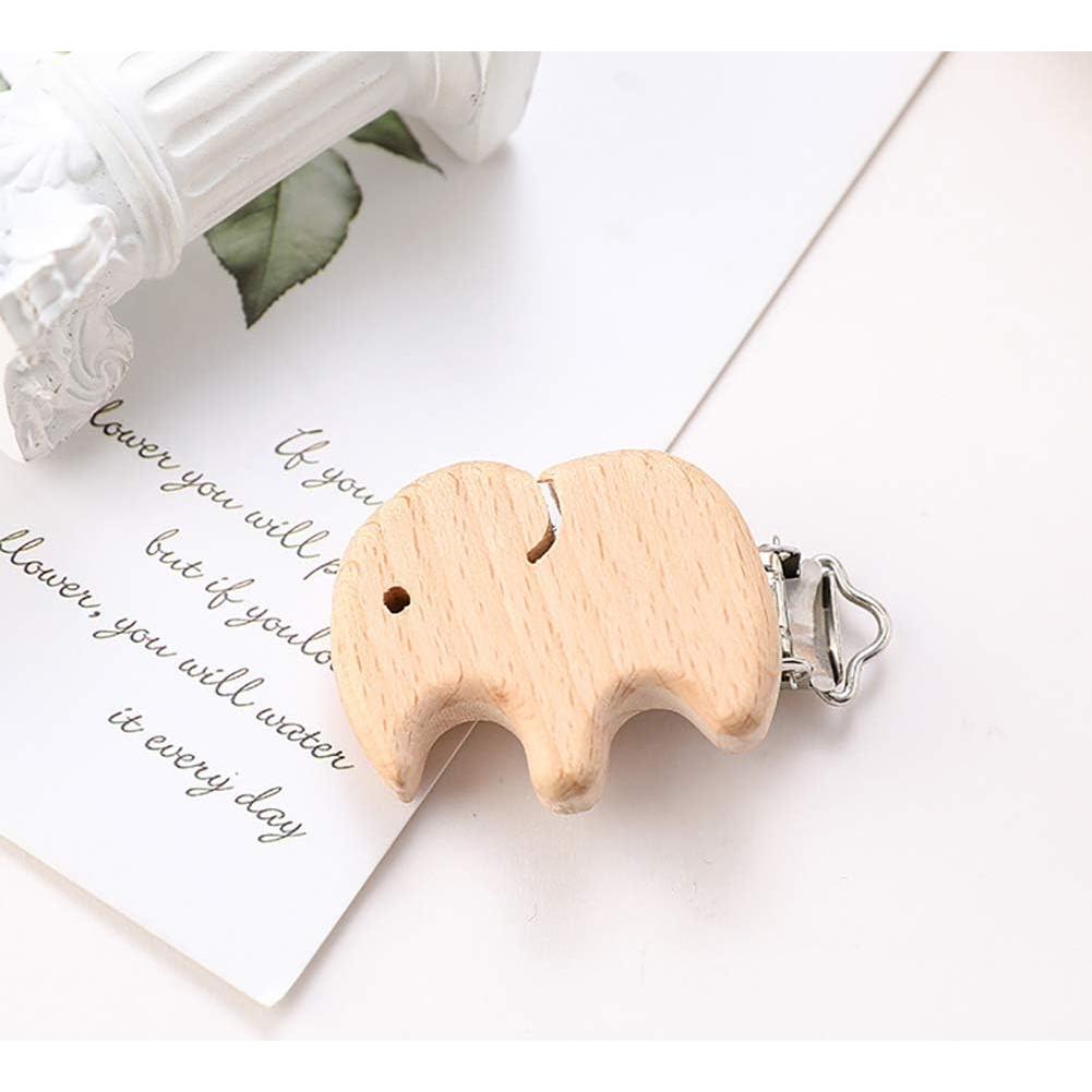 5 Clips de Chupete de Madera Natural ccHuDE para Bebé