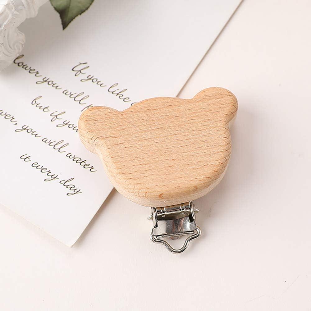 5 Clips de Chupete de Madera Natural ccHuDE para Bebé