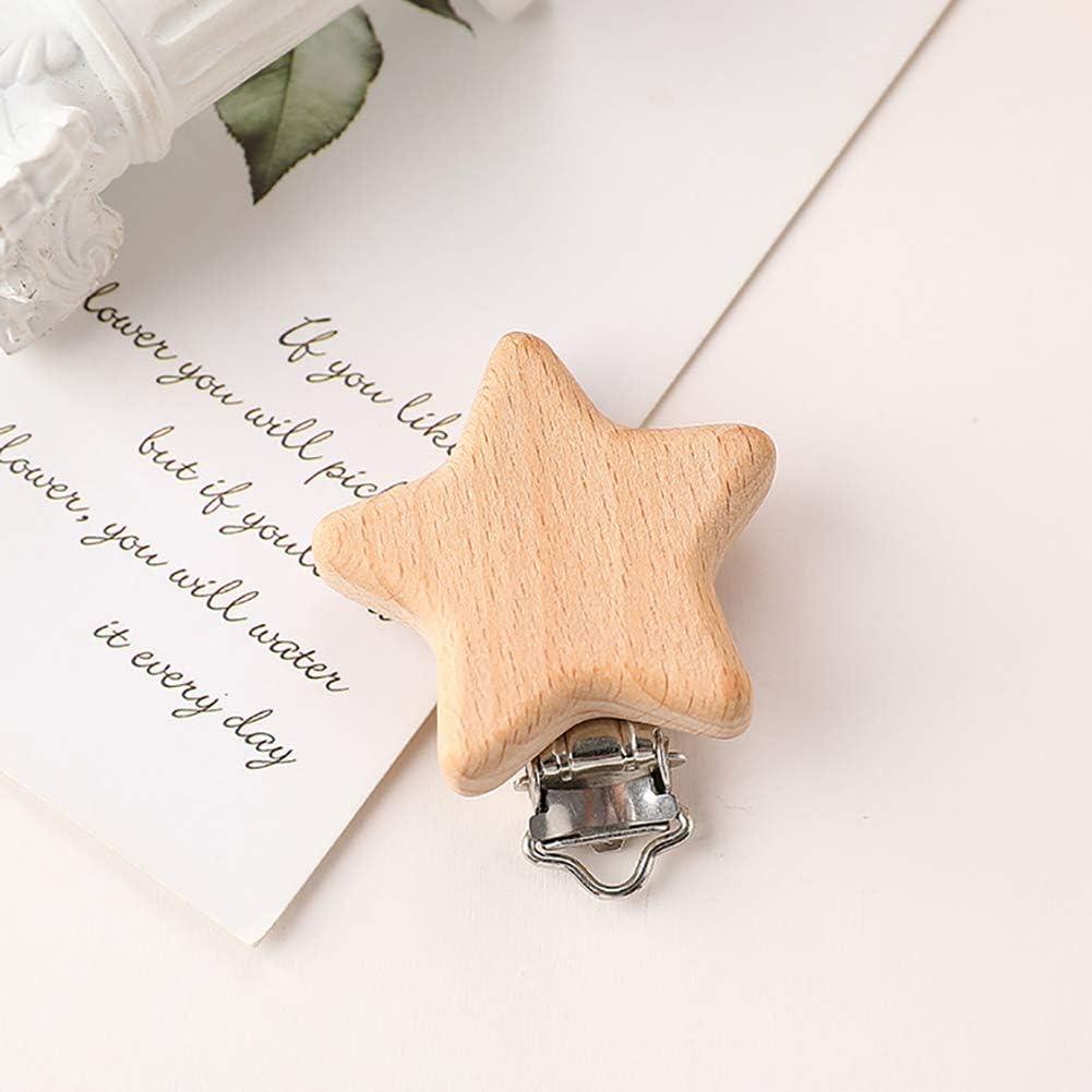 5 Clips de Chupete de Madera Natural ccHuDE para Bebé