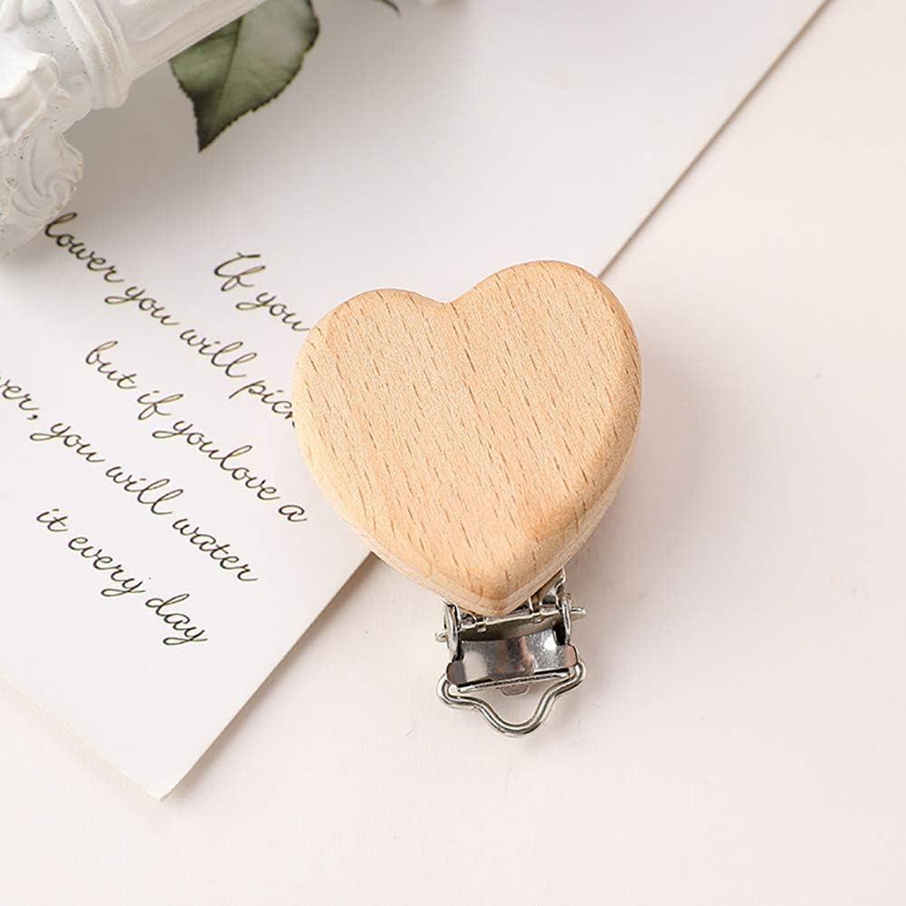 5 Clips de Chupete de Madera Natural ccHuDE para Bebé