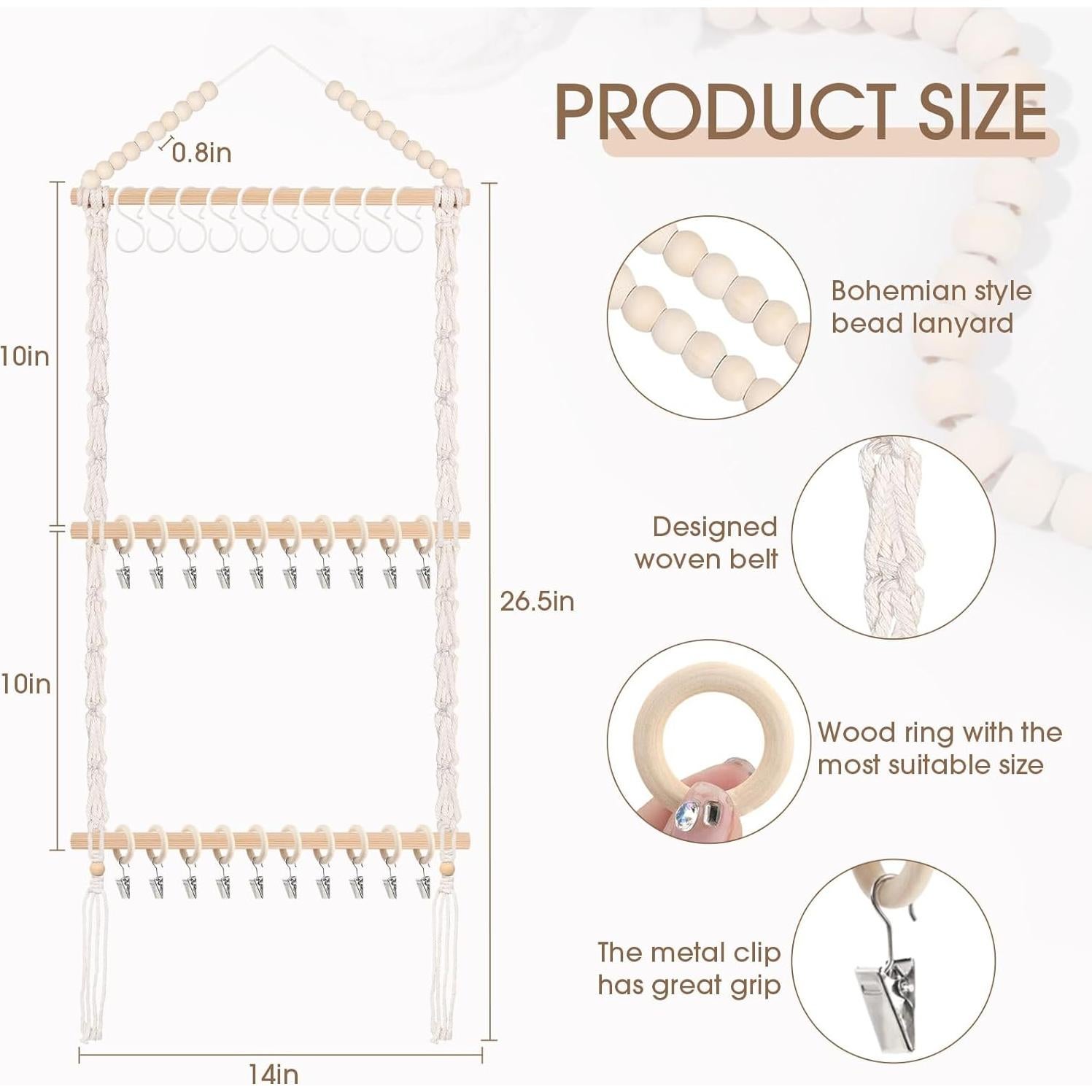 Organizador de Baberos POVETIRE Beige Madera de Haya 35.56x66.04cm