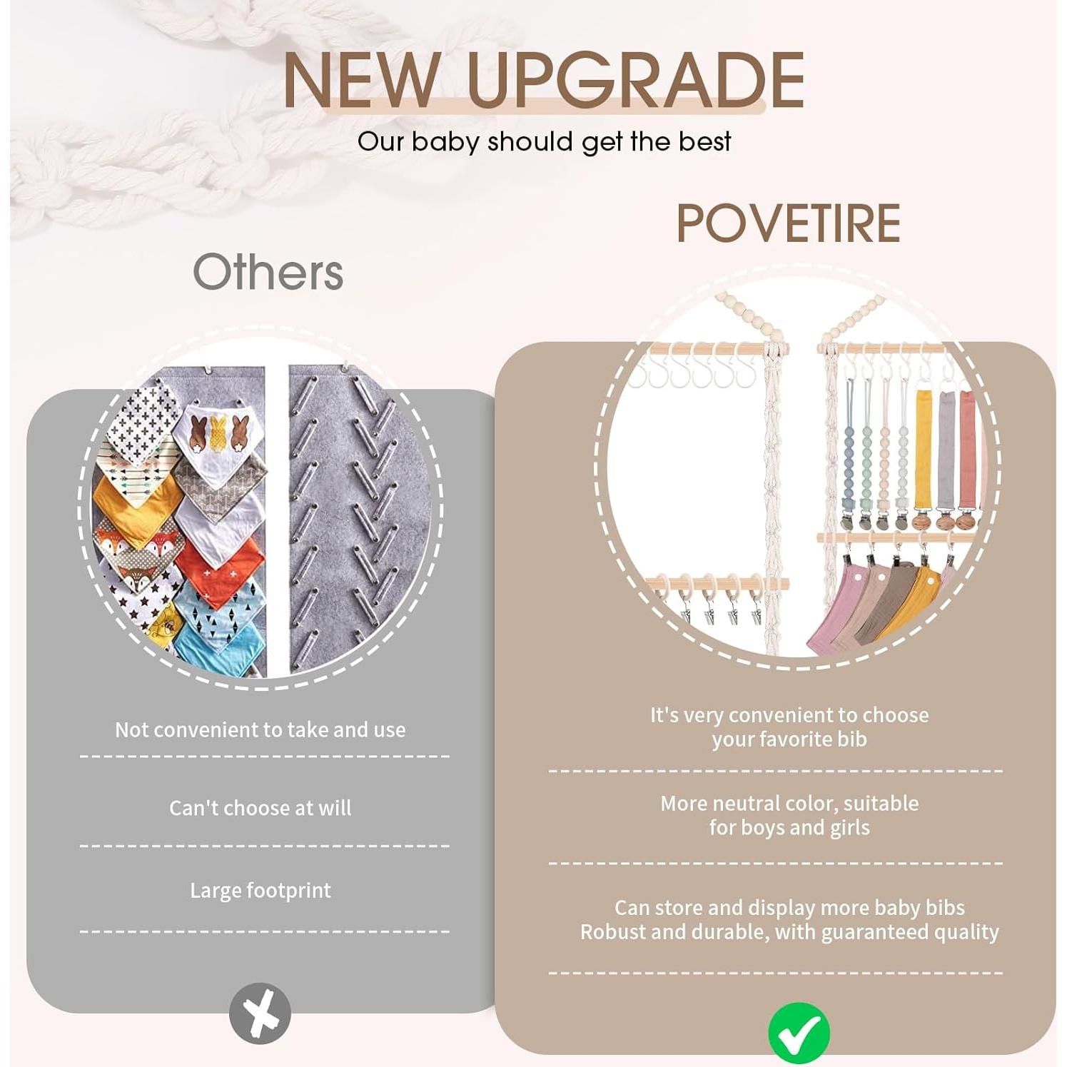 Organizador de Baberos POVETIRE Beige Madera de Haya 35.56x66.04cm