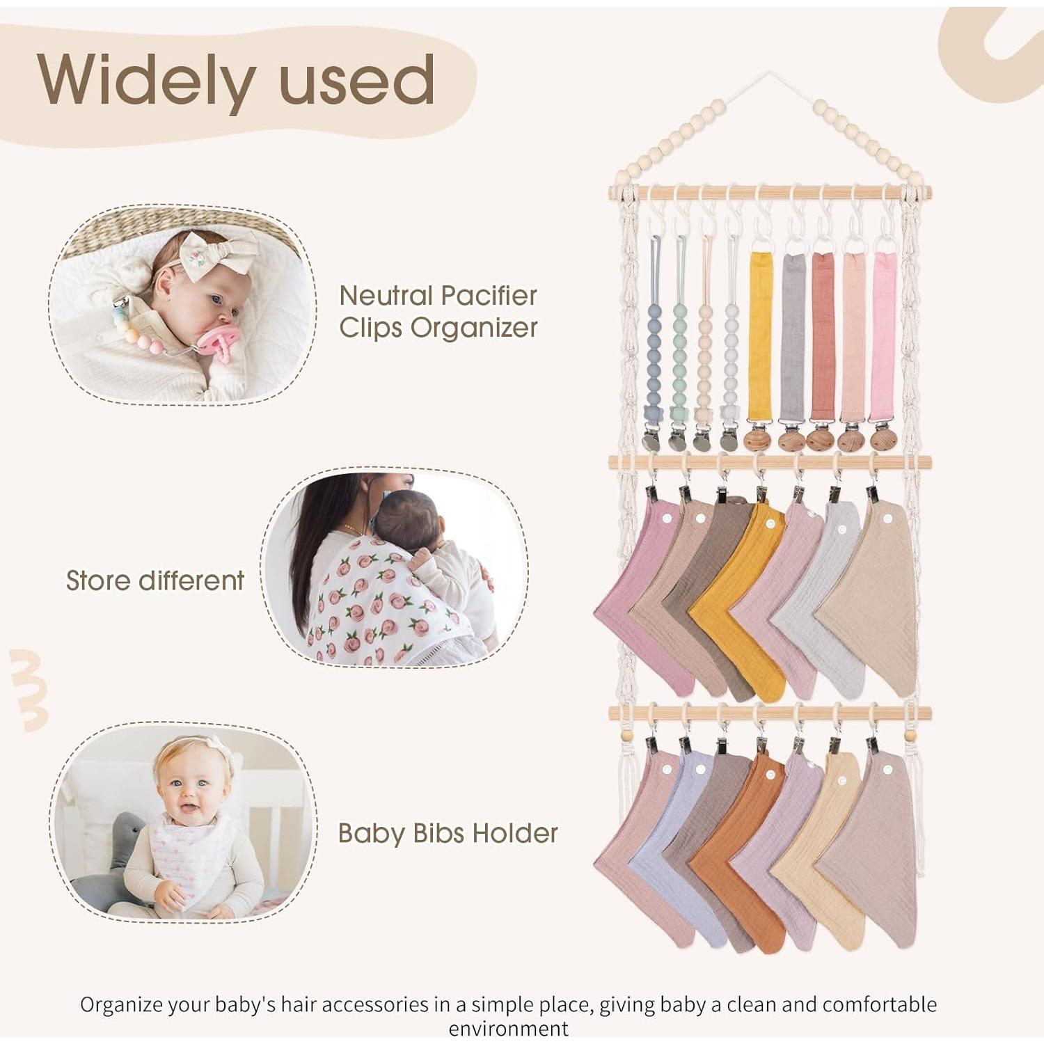 Organizador de Baberos POVETIRE Beige Madera de Haya 35.56x66.04cm